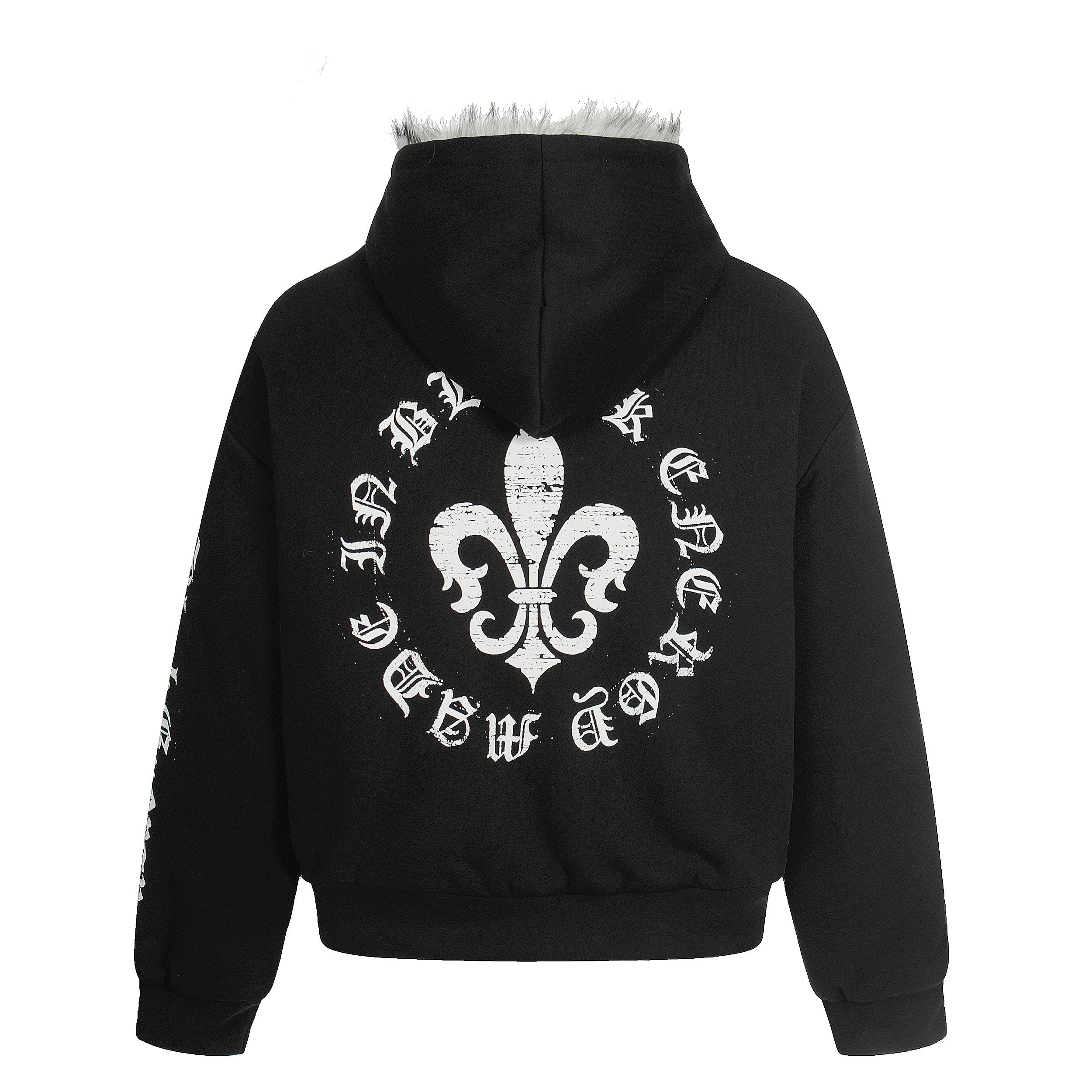 Faux Fur Lined Metal Clasp Gothic Hoodie Jacket | BC