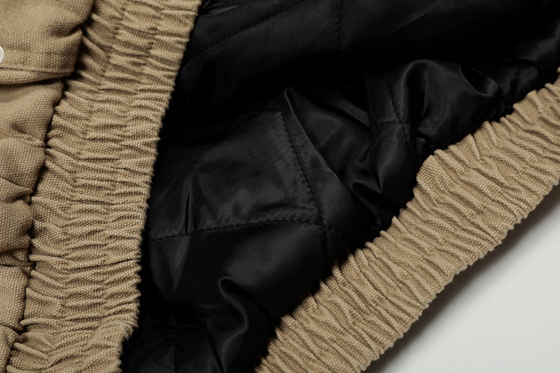 Detachable Fur Collar Washed Workwear Bomber Jacket