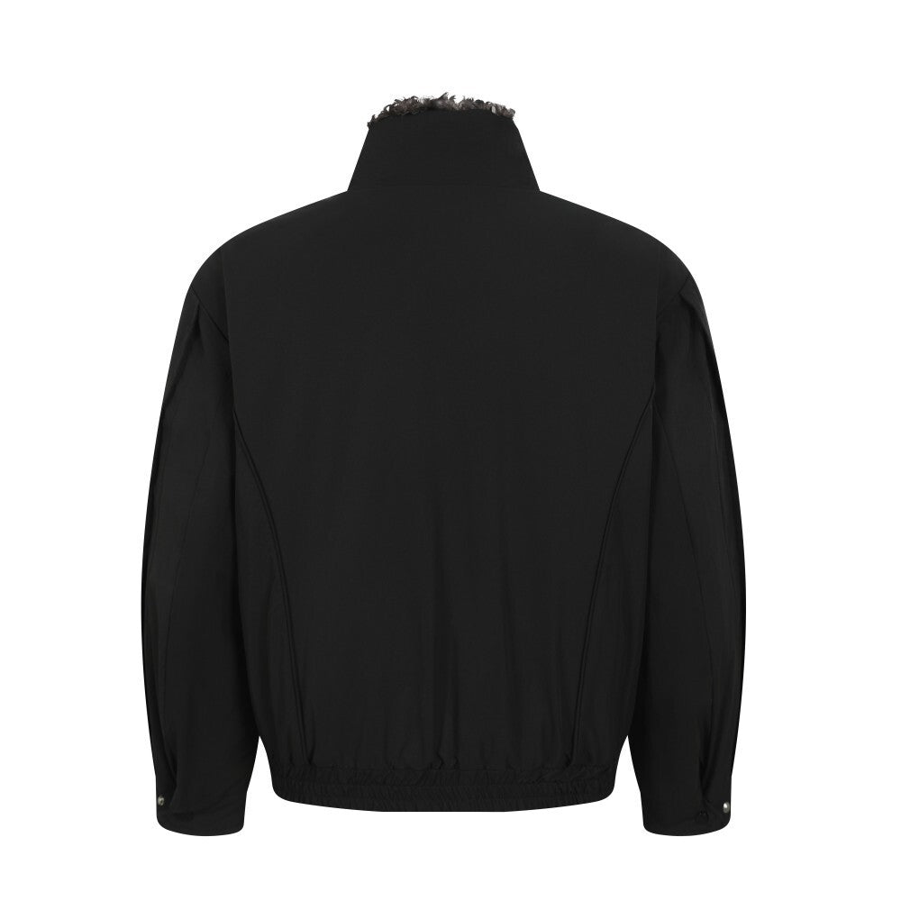 Faux Shearling Lined Bomber Jacket | Stand Collar Winter Coat