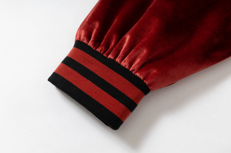 Retro Punk Varsity Jacket | Black & Red Graphic Bomber