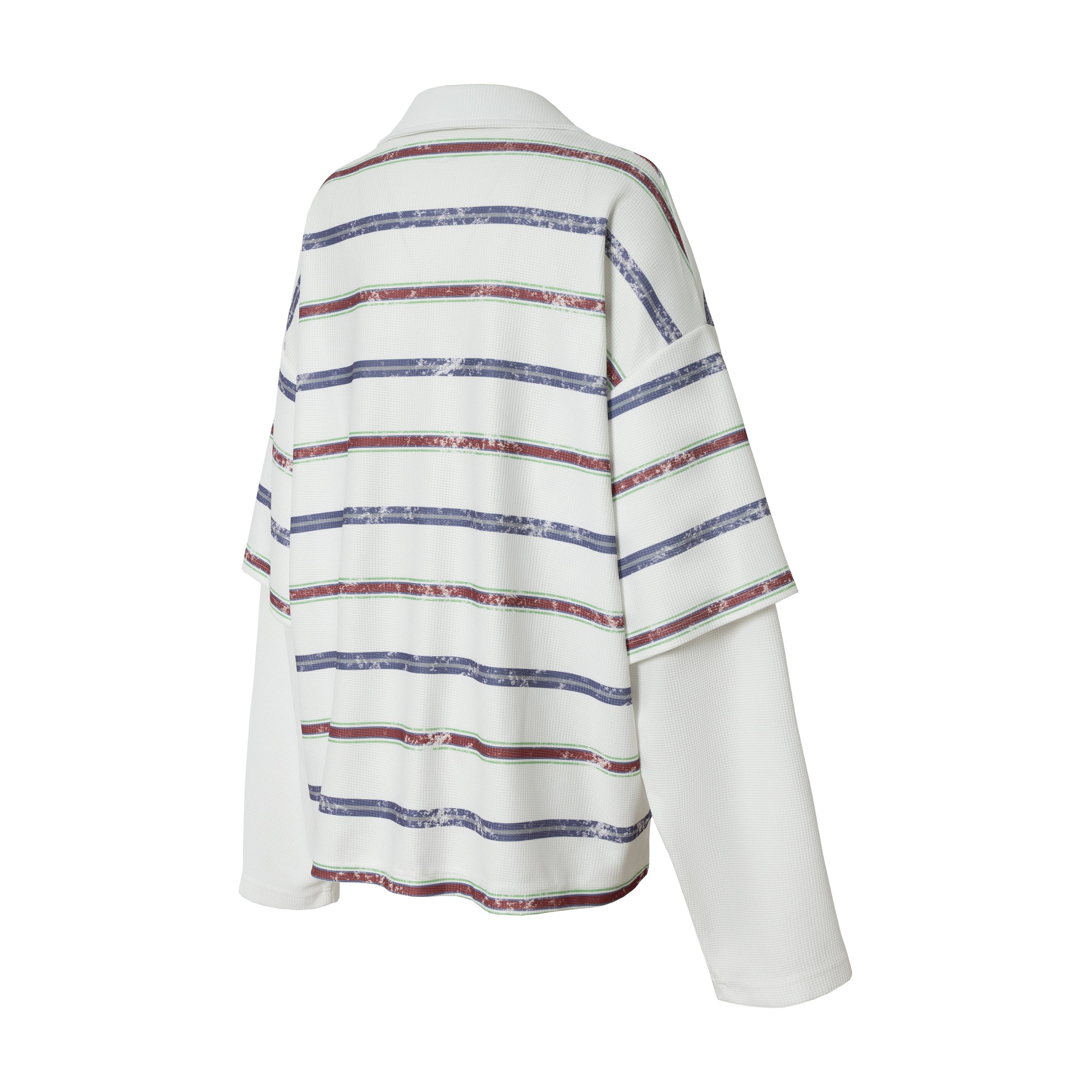 Abstract Graphic Stripe Long-Sleeve Polo Shirt | Streetwear