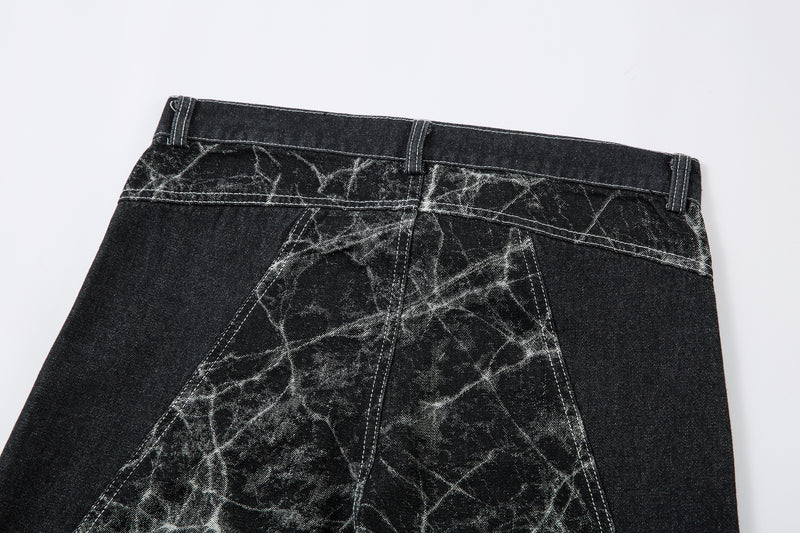 Omirad Cracked-Pattern Wide-Leg Jeans | Streetwear Denim