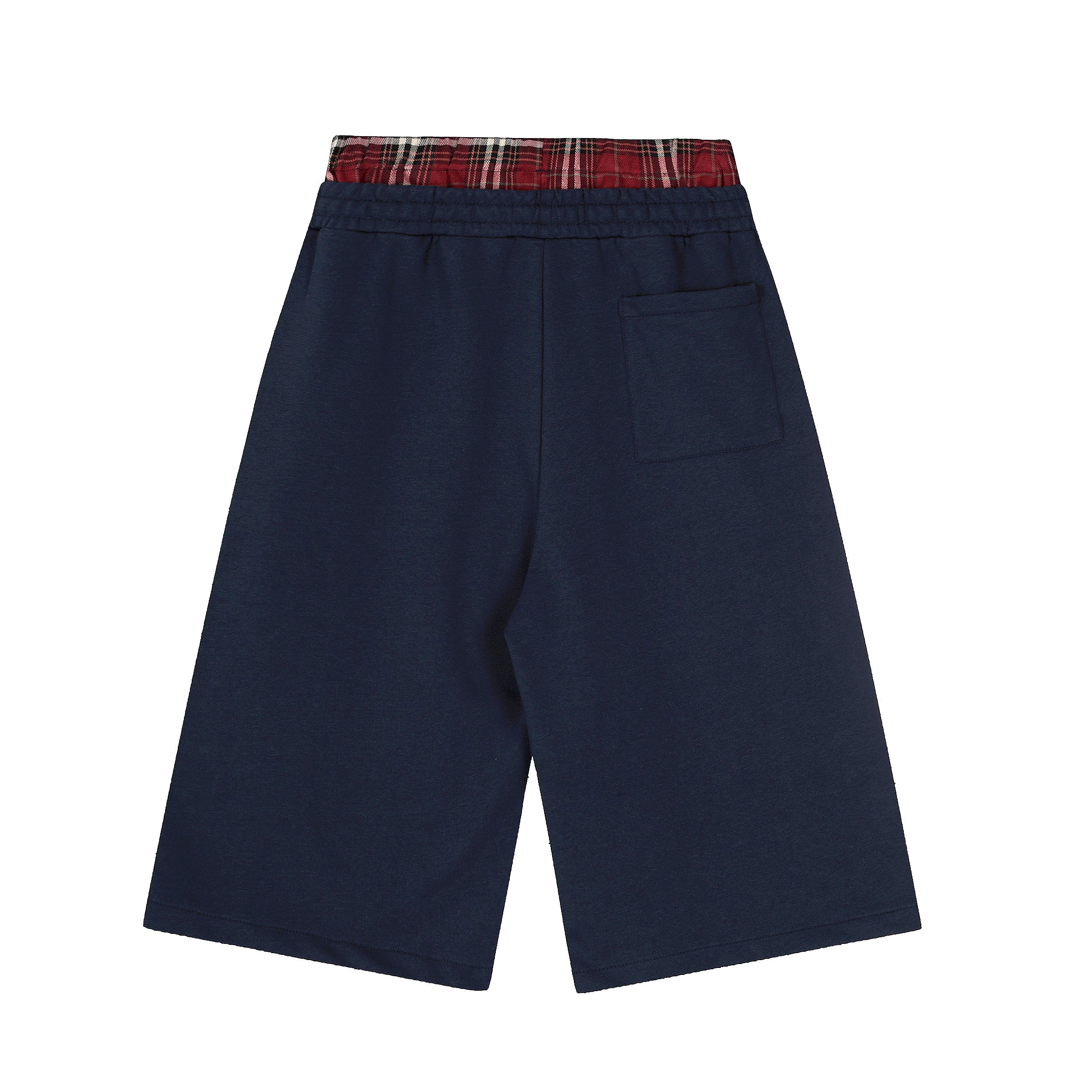 Plaid-Waist Embroidered Logo Shorts | Streetwear Shorts