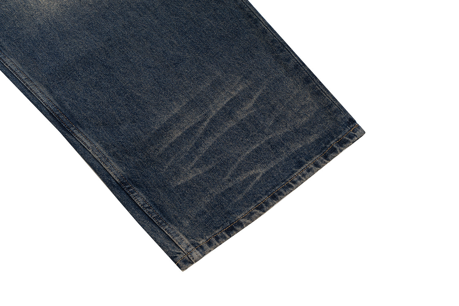 Omirad Distressed Wide-Leg Denim Jeans with Leather Patch Pockets