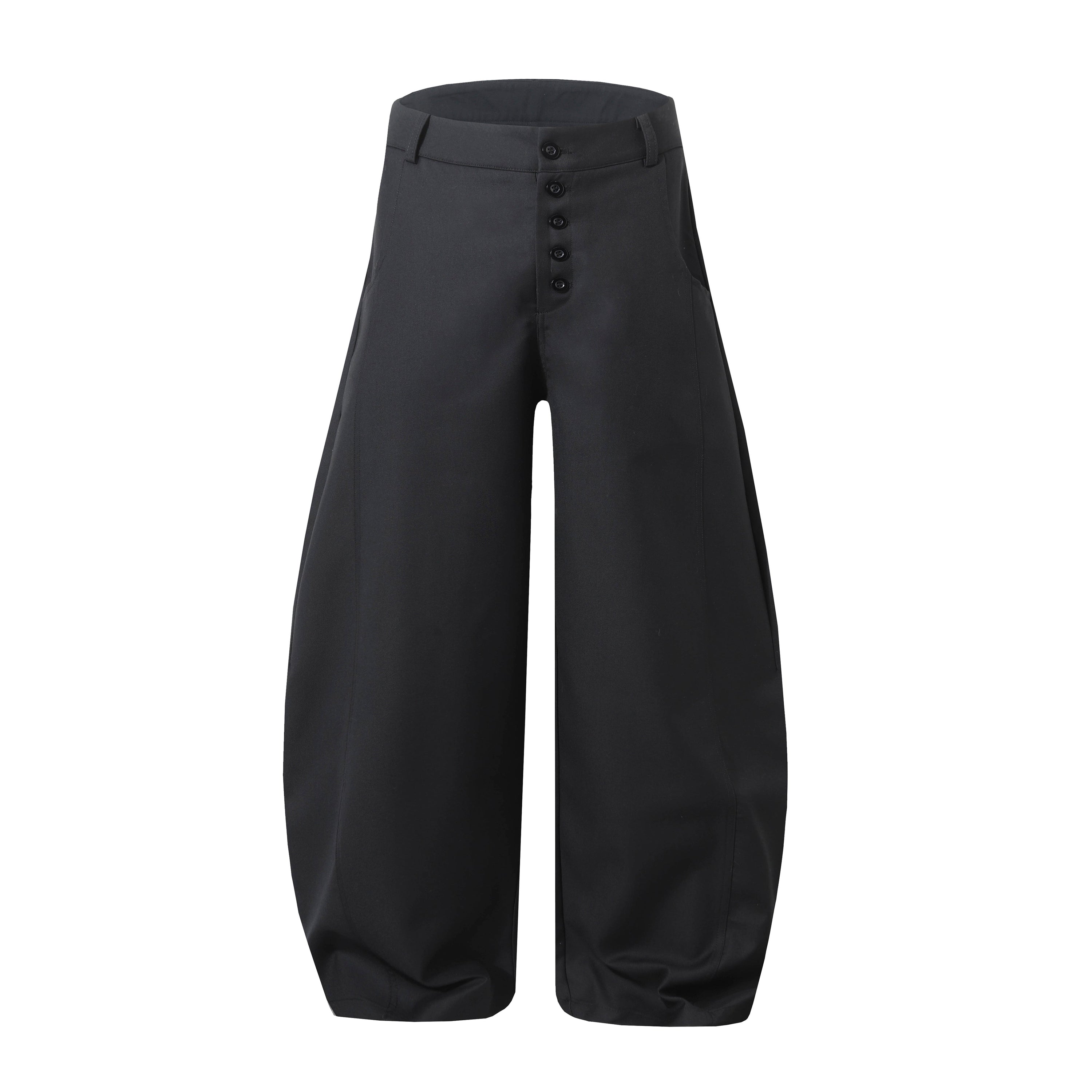 Multi-Button Barrel Wide-Leg Trousers | Sculpted Silhouette