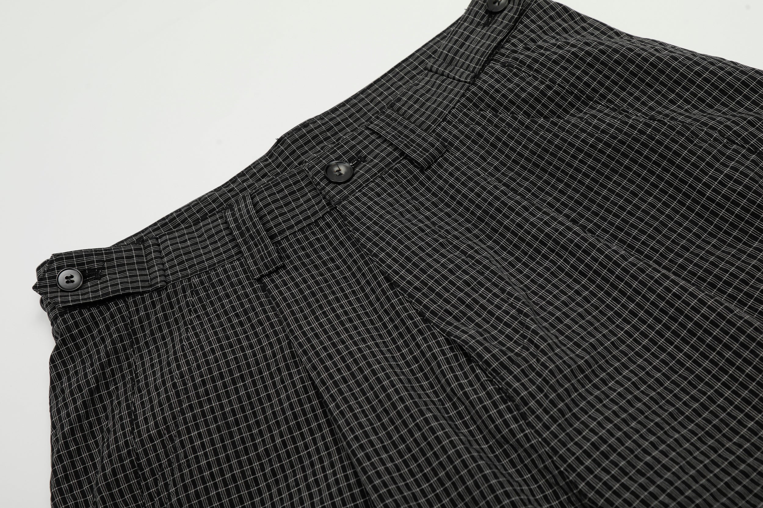 Omirad Micro-Check Curved-Leg Wide Trousers