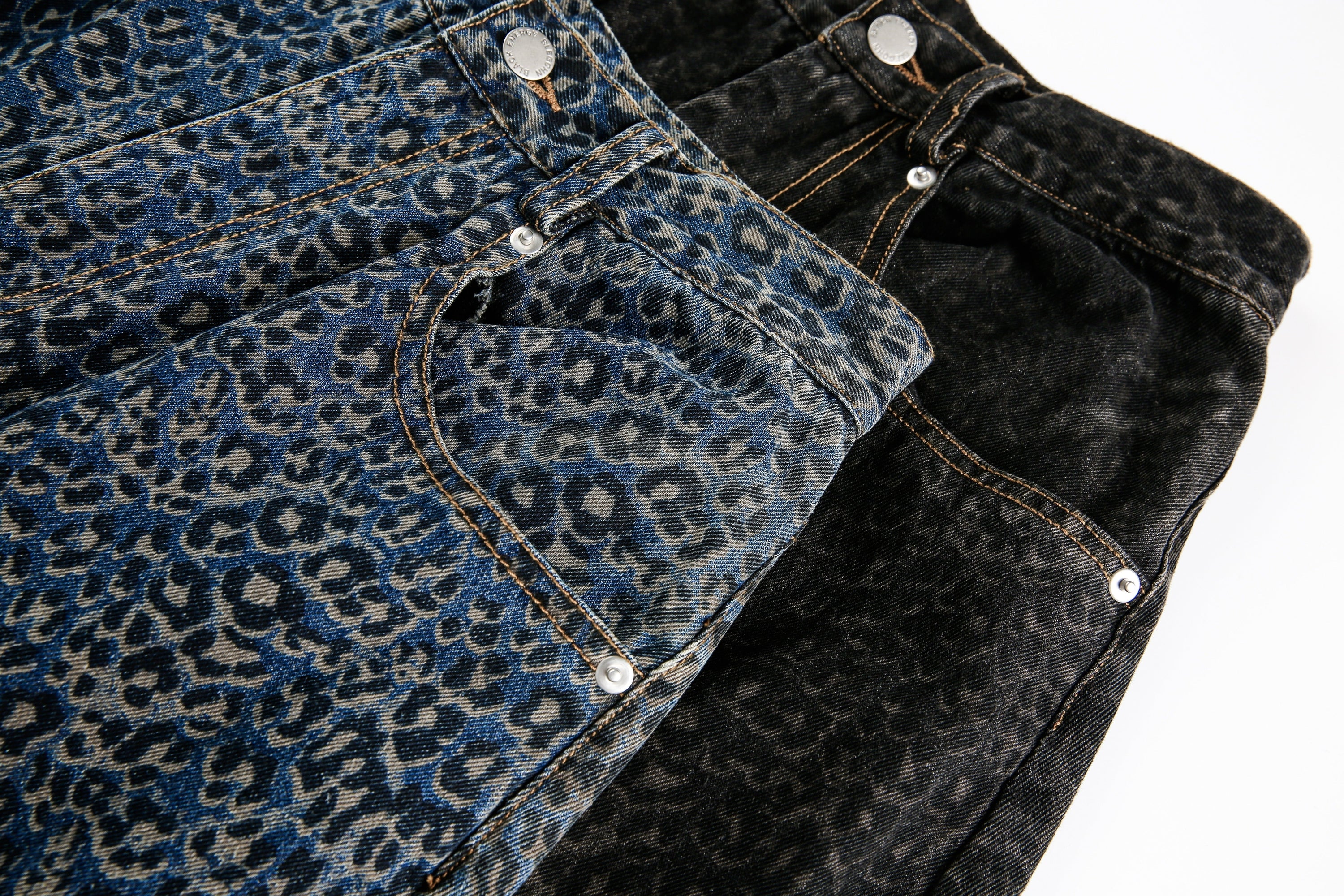 Leopard Print Barrel Leg Jeans | Wide Leg Street Denim