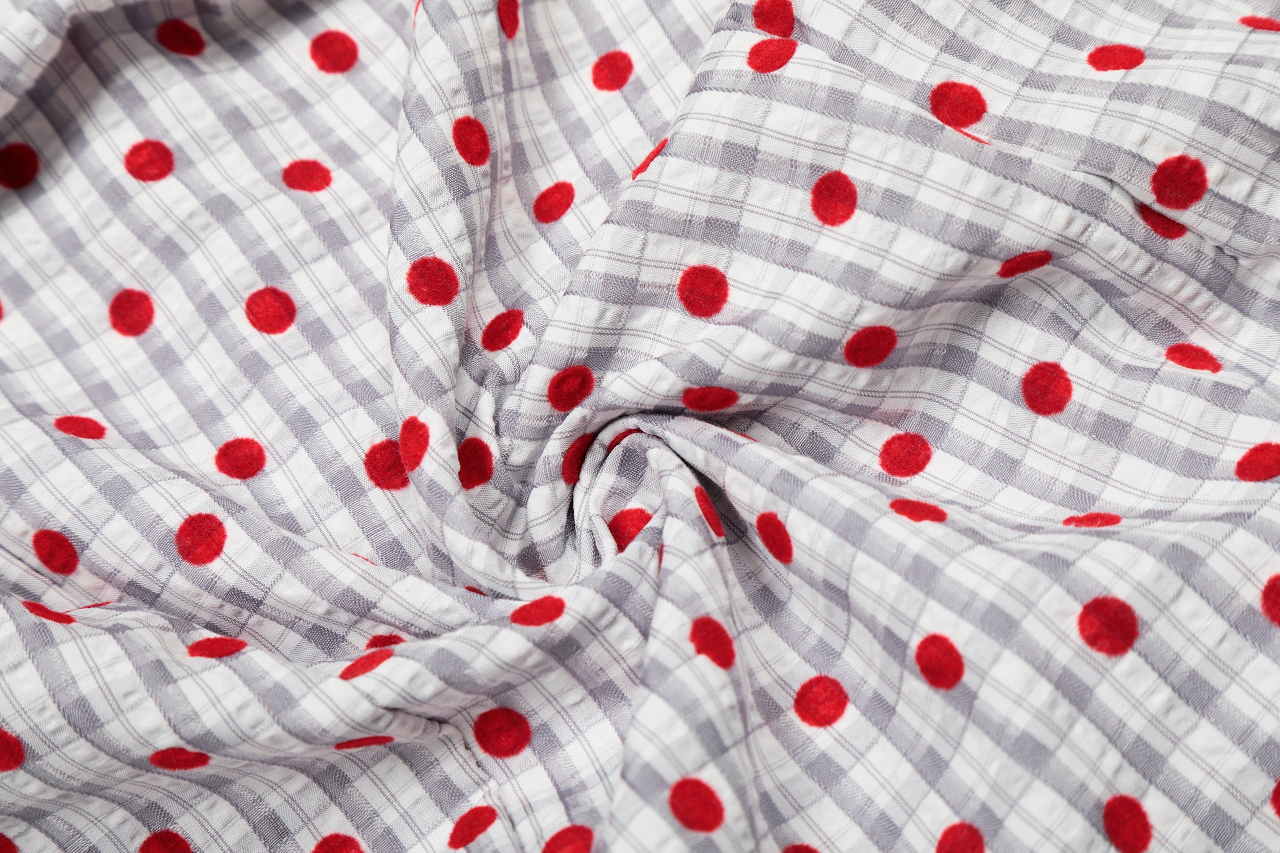 Omirad Polka Dot Wide-Leg Pants | Red Dot Grid Print