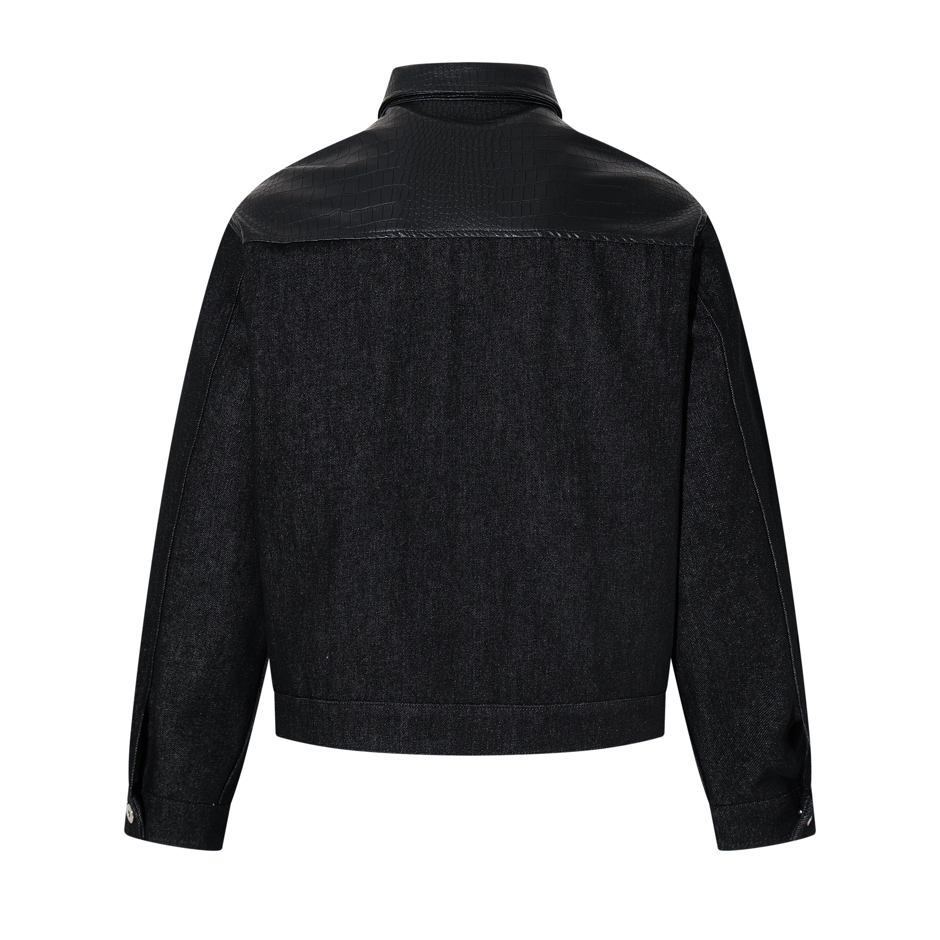 Omirad Black Denim Panel Jacket | Structured Cropped Fit