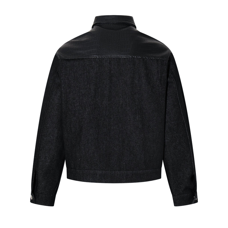Omirad Black Denim Panel Jacket | Structured Cropped Fit