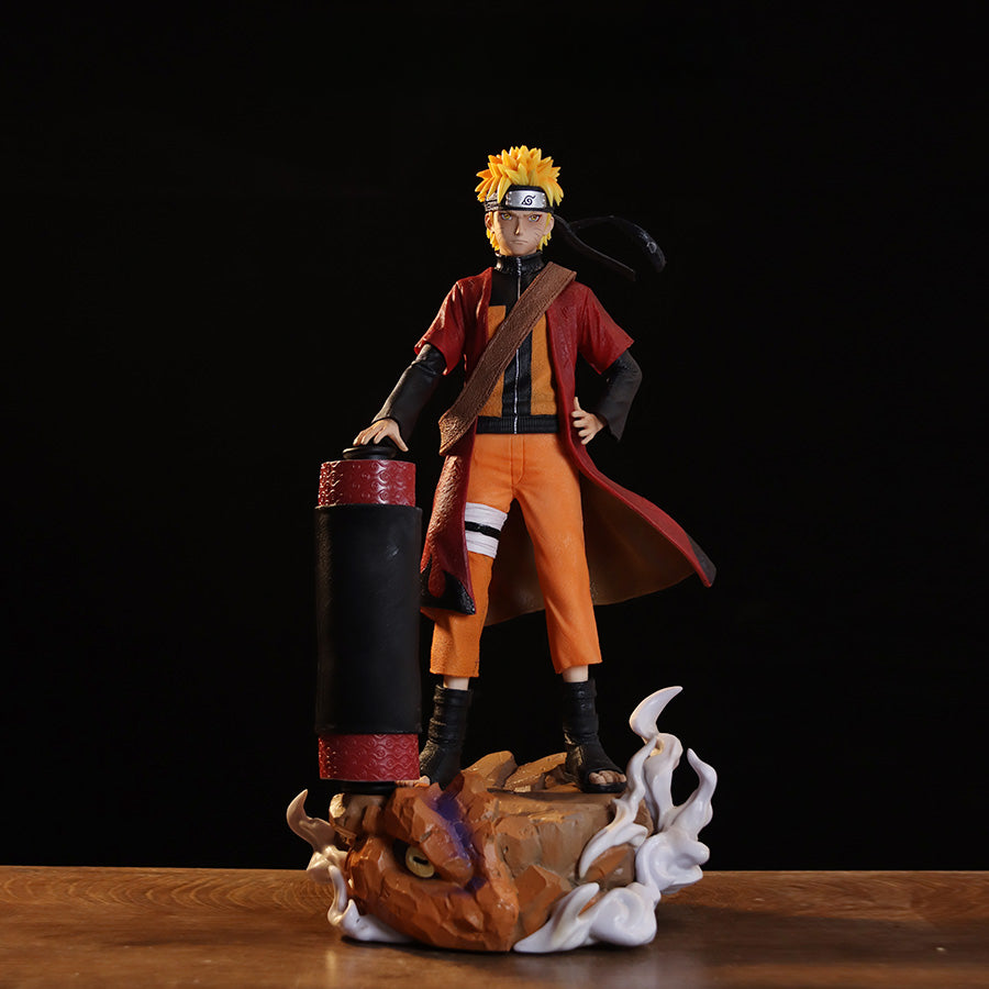 Conjunto de figuras de acción de Naruto y Sasuke - Edición de colección de 43 cm | Pantalla personalizable con bestias de cola