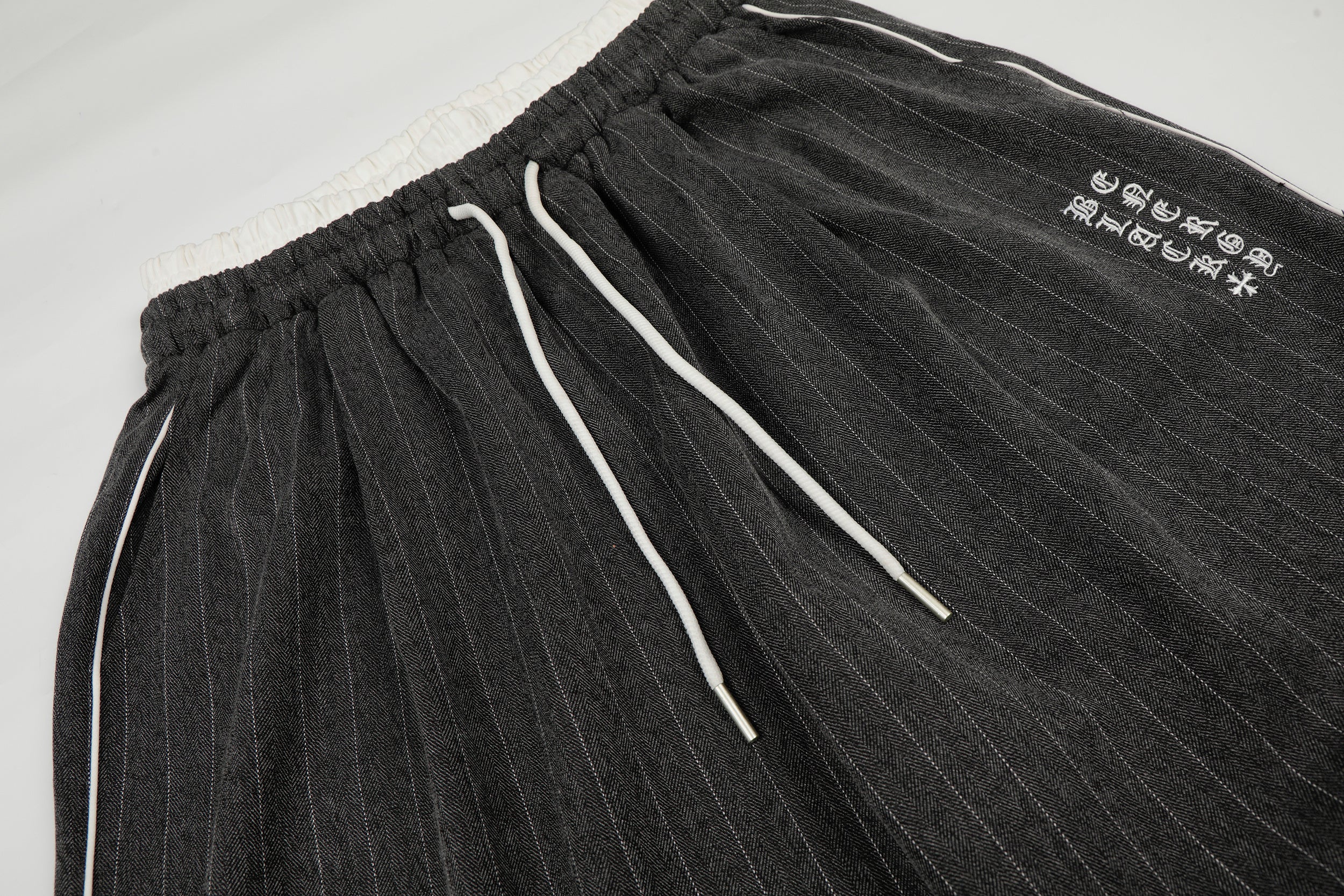Omirad Pinstripe Wide-Leg Track Pants | Relaxed Fit