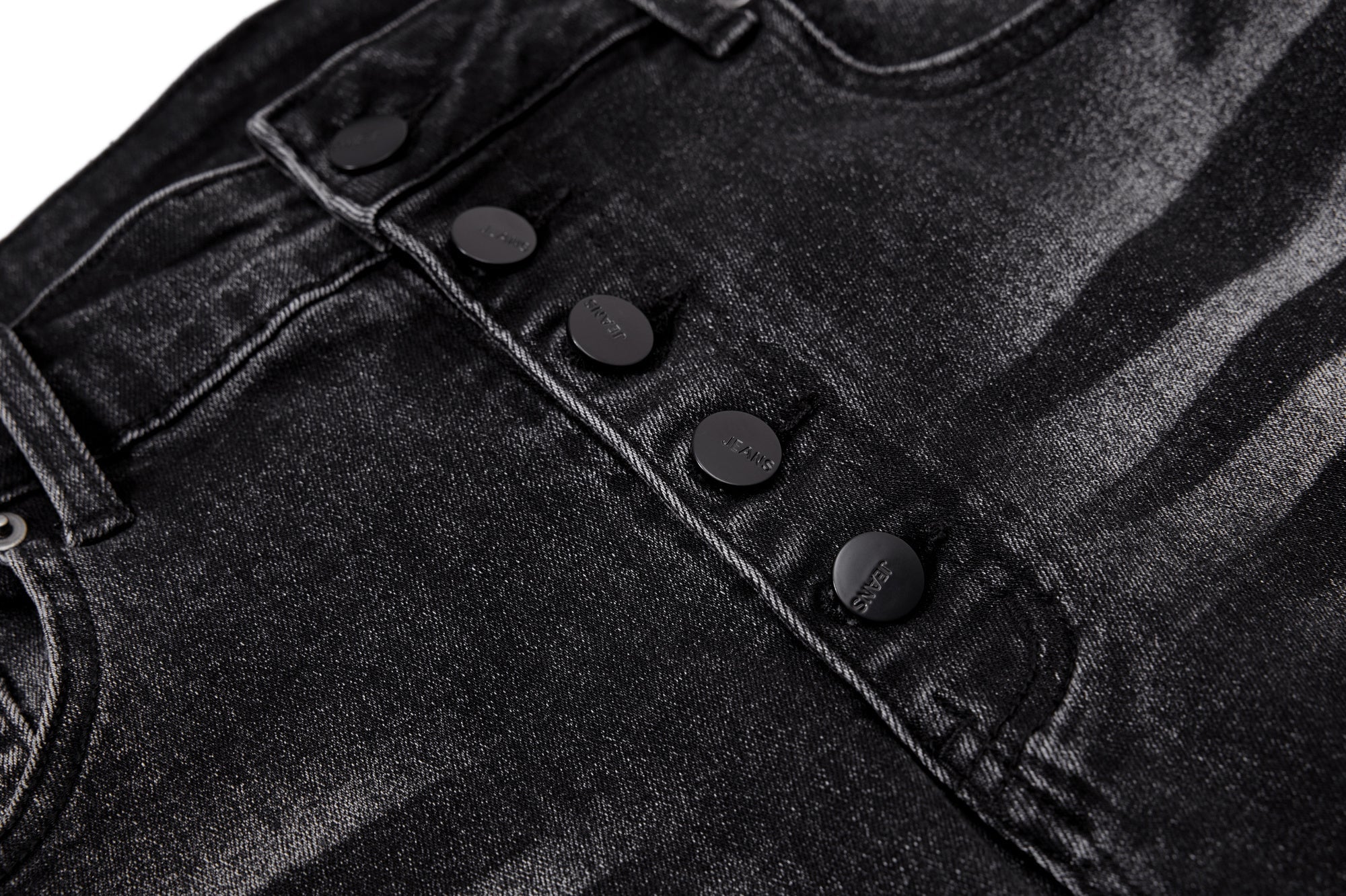 Omirad Stacked Washed Denim Pants | Button Fly Flare Jeans