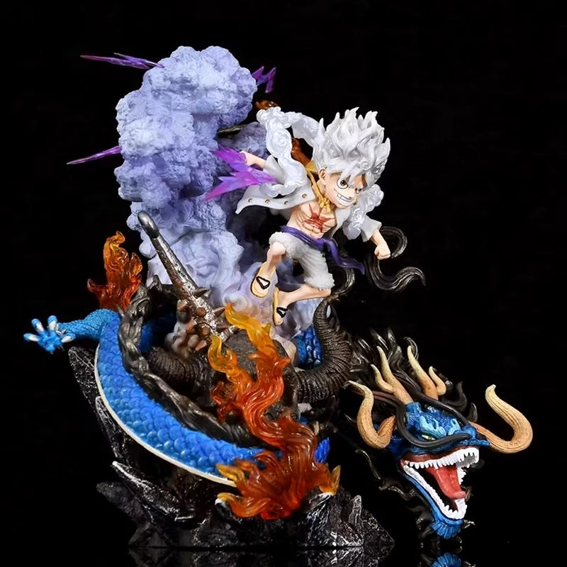 Luffy Action Figurine – 20cm with Lightning &amp; Flame Effects, Featuring Dragon, Limited Edition – One Piece Collectible