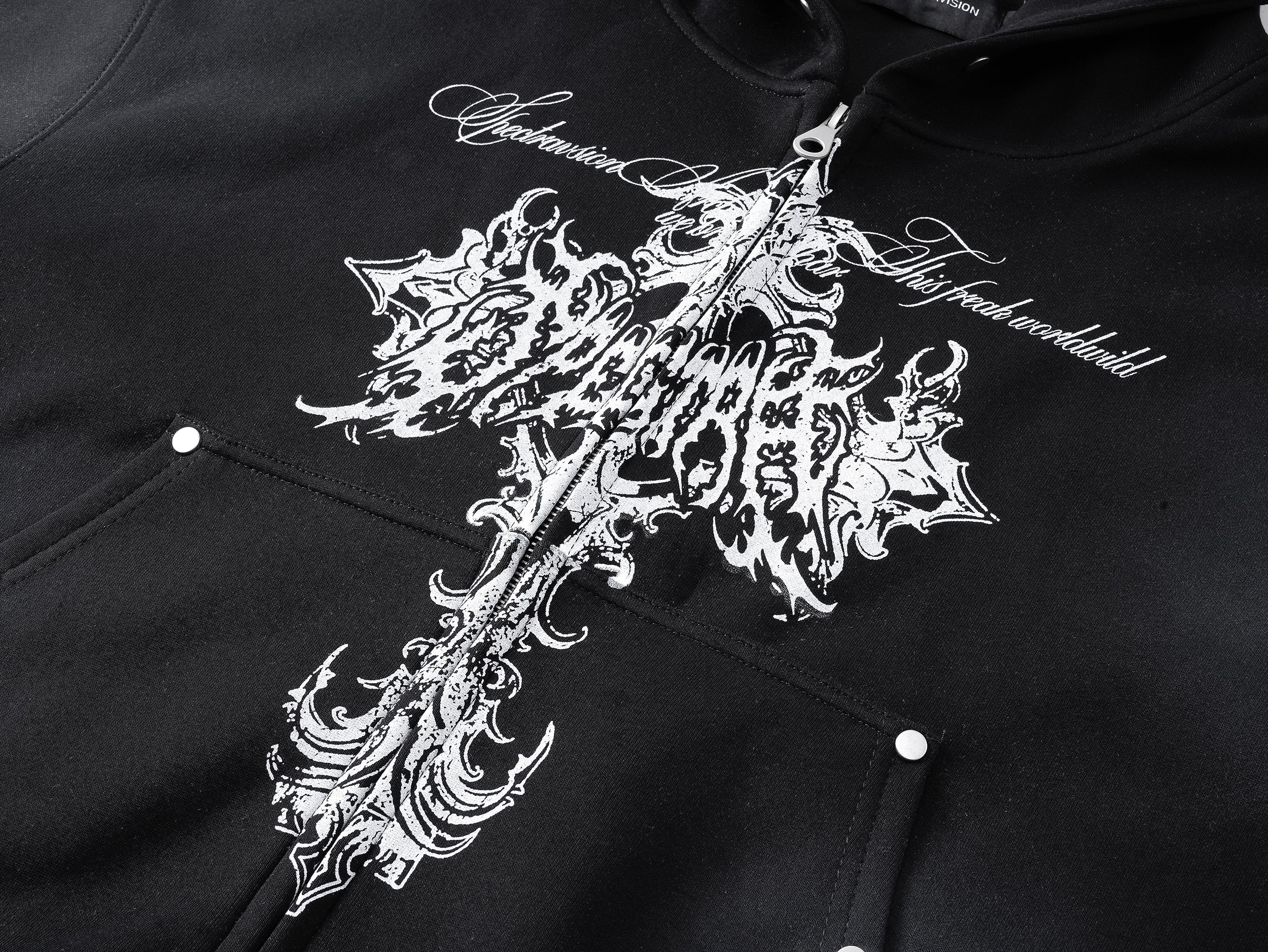 Gothic Cross Zip Hoodie | Oversized Streetwear Hoodie