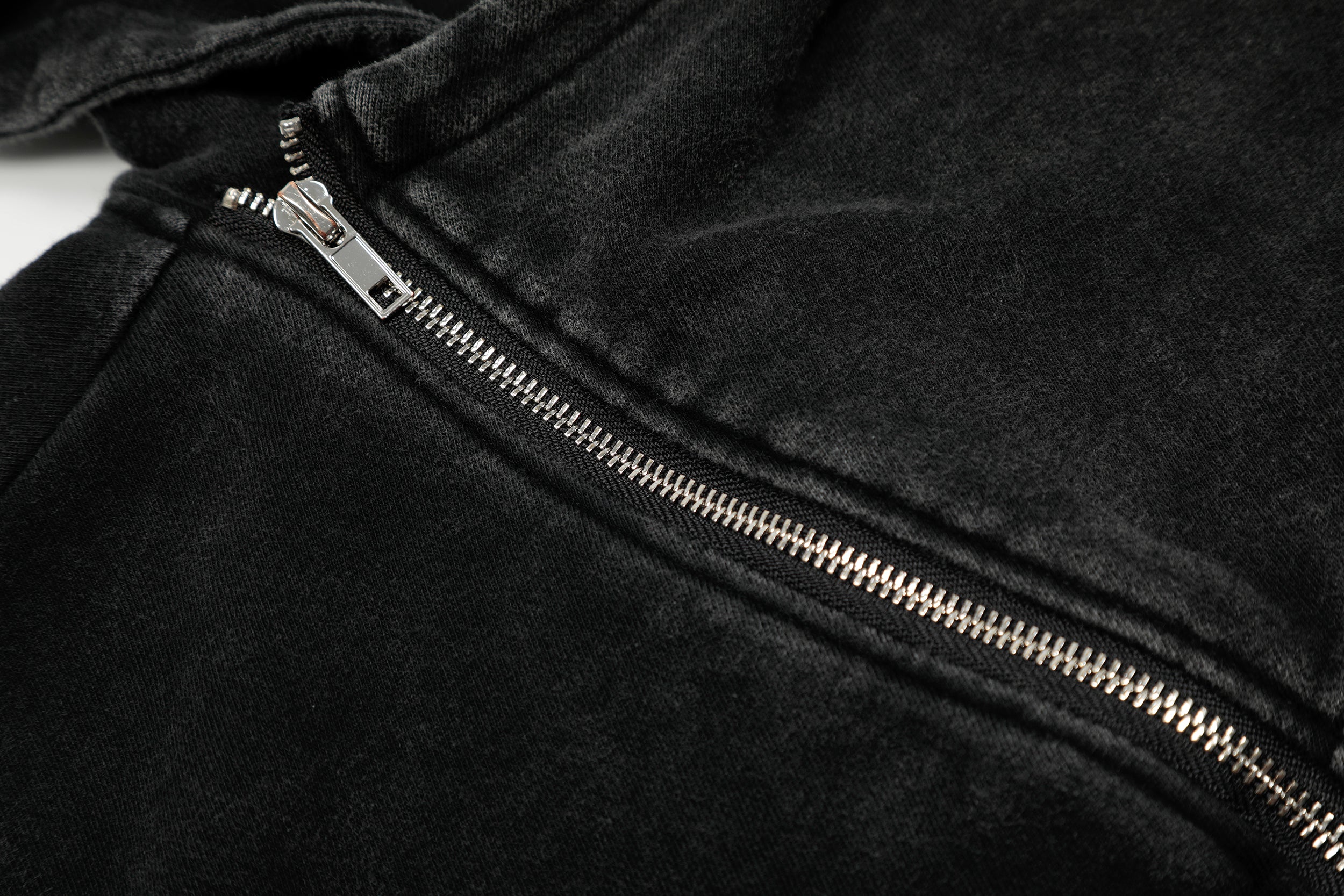 Asymmetric Zip Washed Hoodie Jacket | Streetwear Bomber