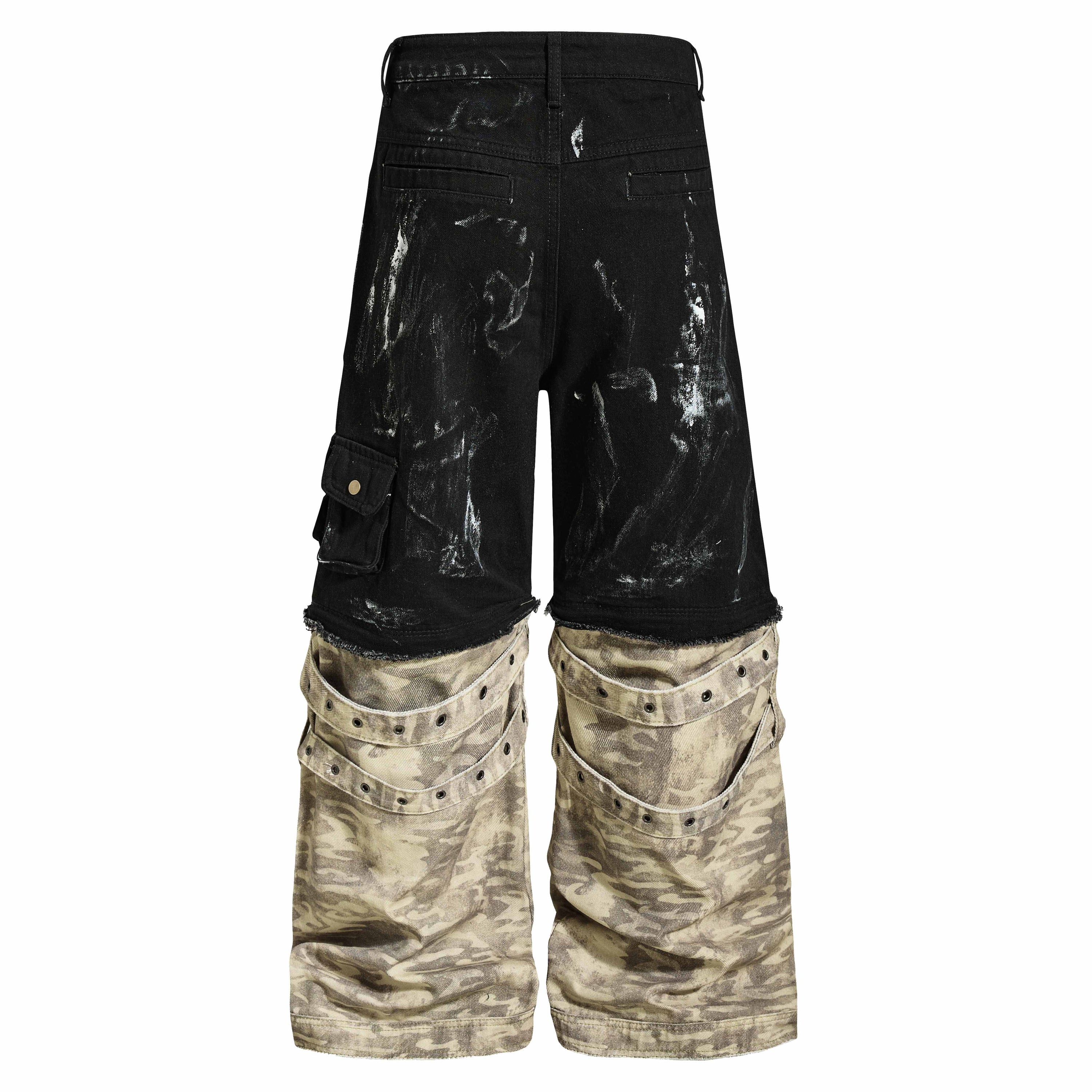 Omirad Washed Utility Cargo Denim Pants | Layered Streetwear