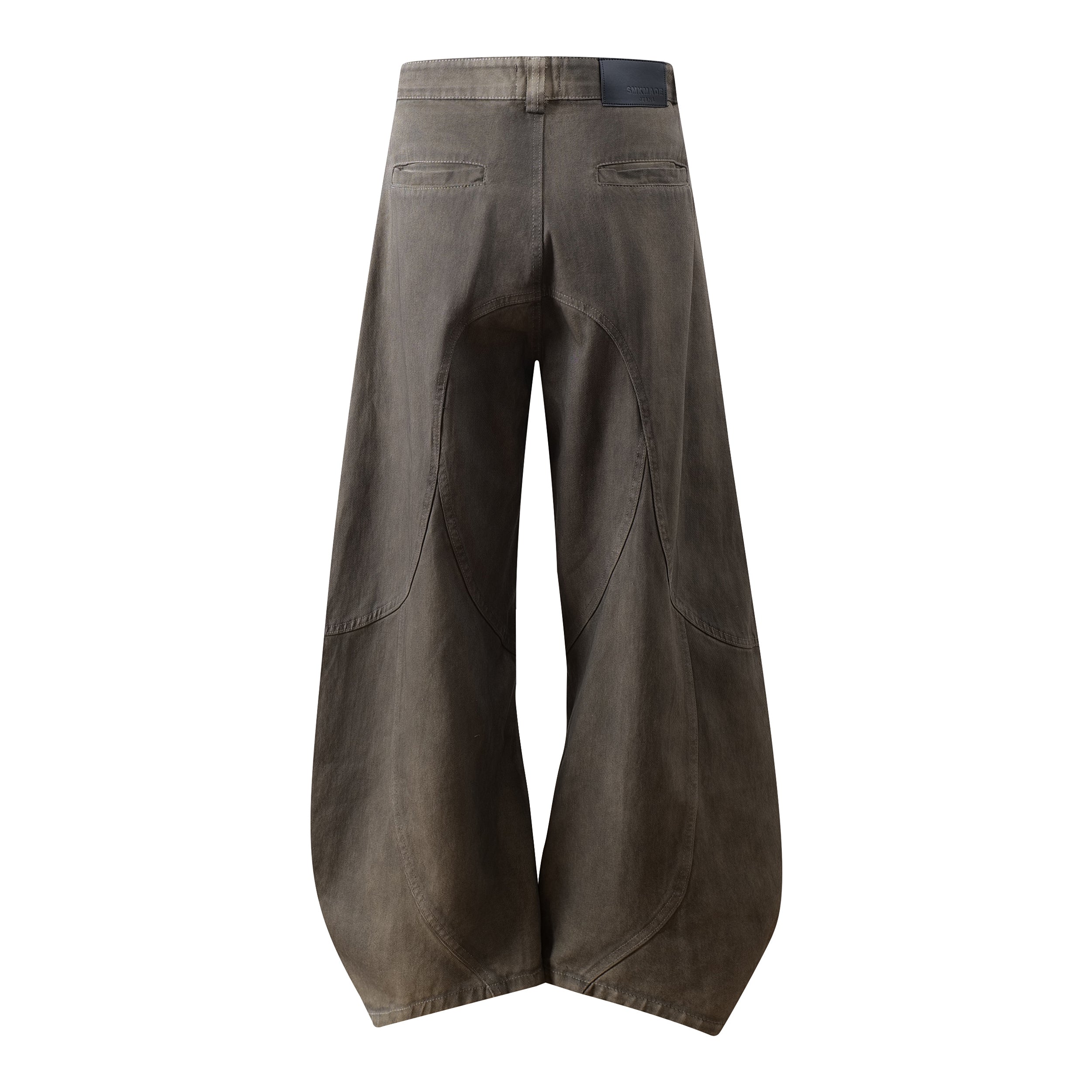 Omirad Washed Curved-Panel Blade Wide-Leg Jeans