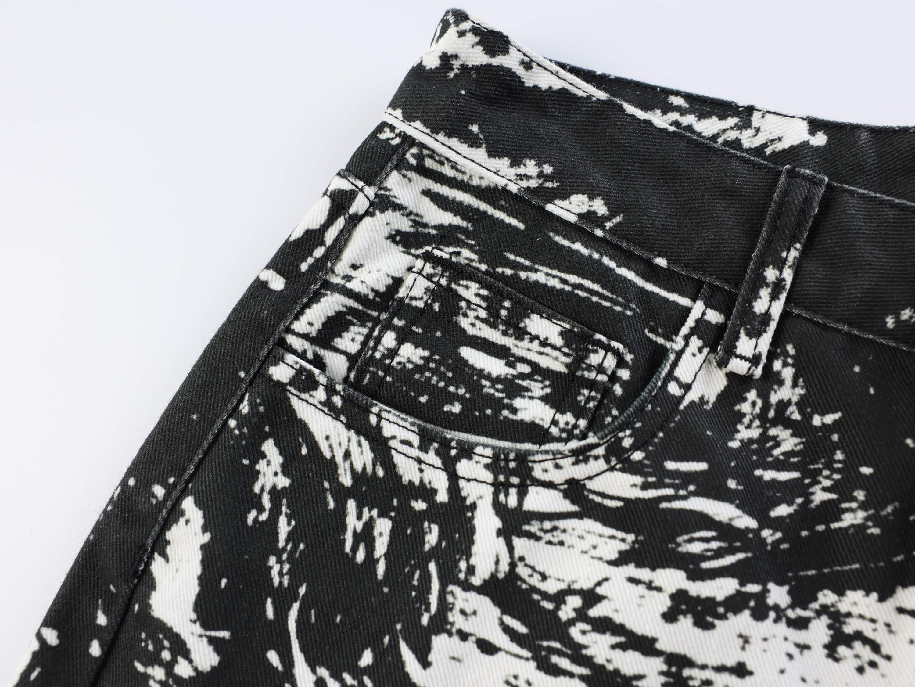 Monochrome Animal Print Wide-Leg Jeans | Oversized Streetwear