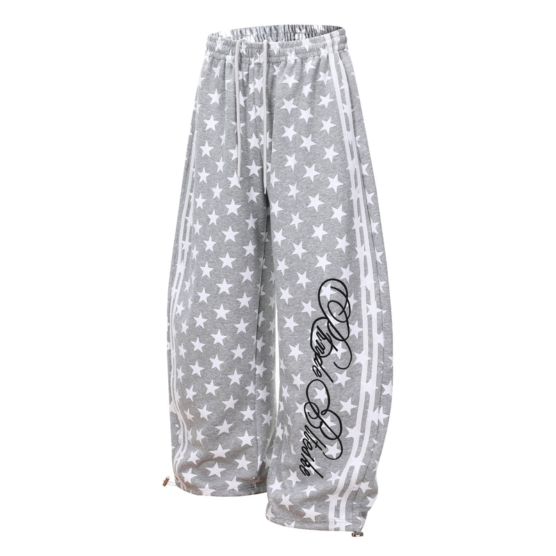 Omirad Star Print Wide-Leg Sweatpants | Y2K Streetwear