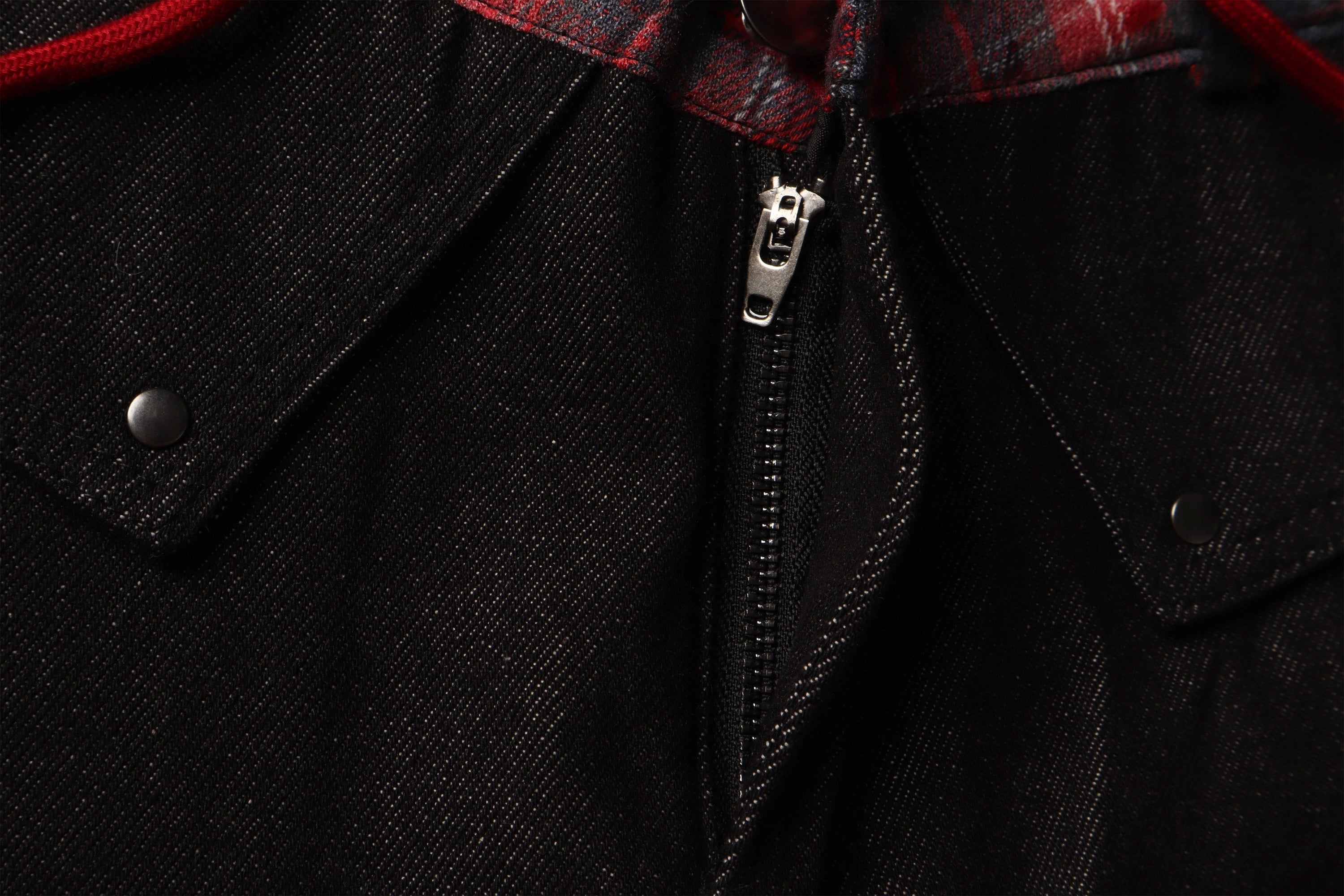 Omirad Flannel-Lined Faux Fur Barrel Leg Denim Pants