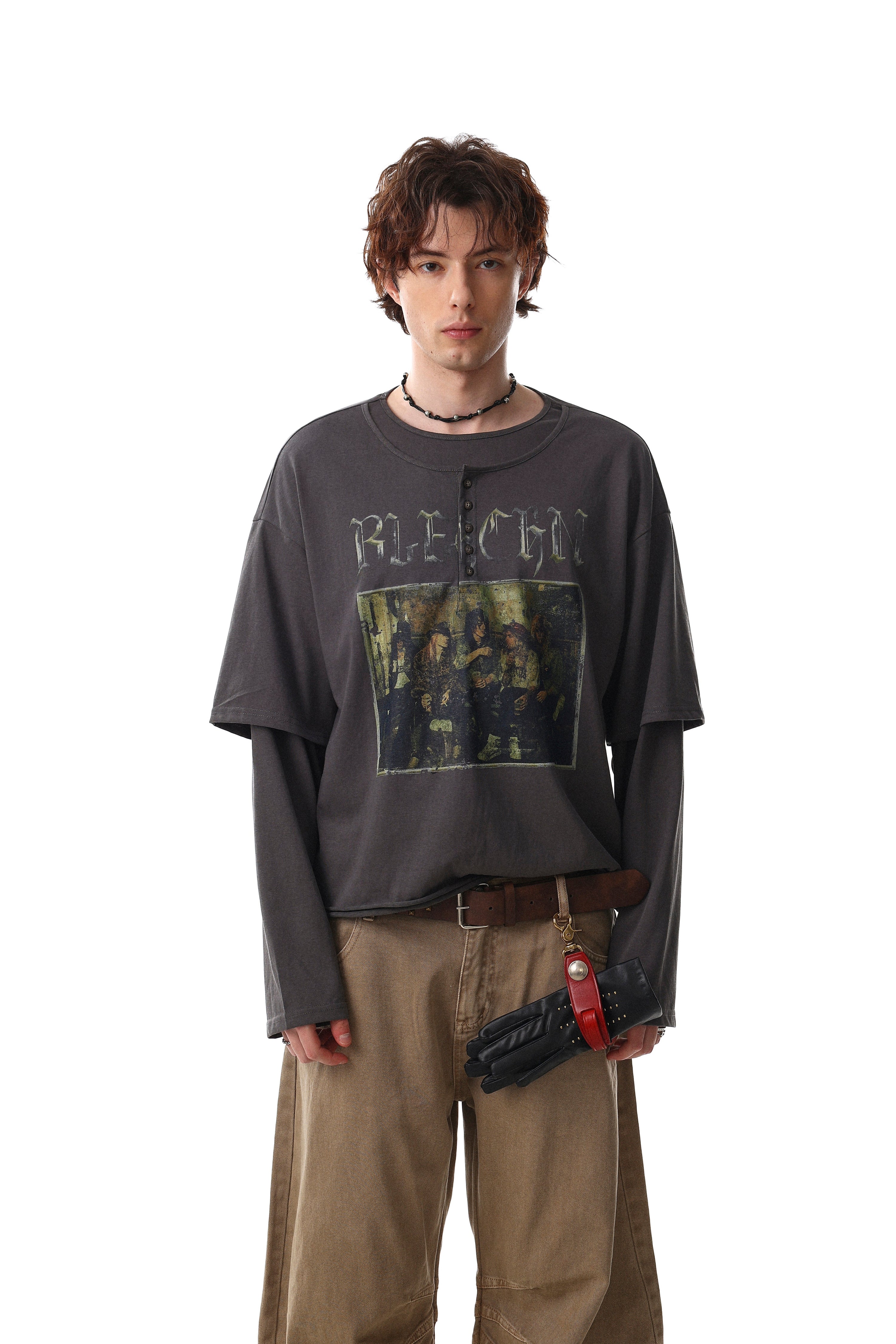 Omirad Layered Graphic Long Sleeve Tee | Vintage Streetwear
