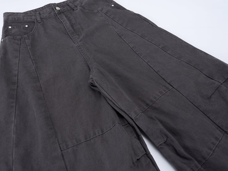 Structured Panel Barrel Wide-Leg Jeans | 100% Cotton