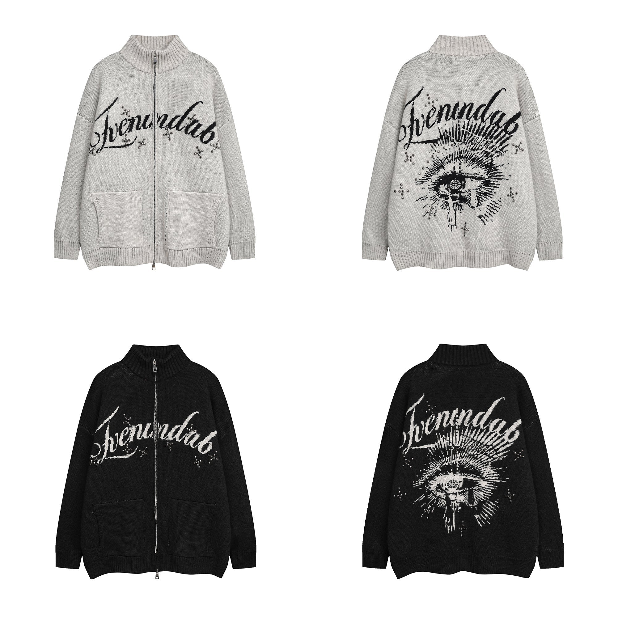 Omirad Eye Vision Knit Zip Cardigan | Streetwear Sweater