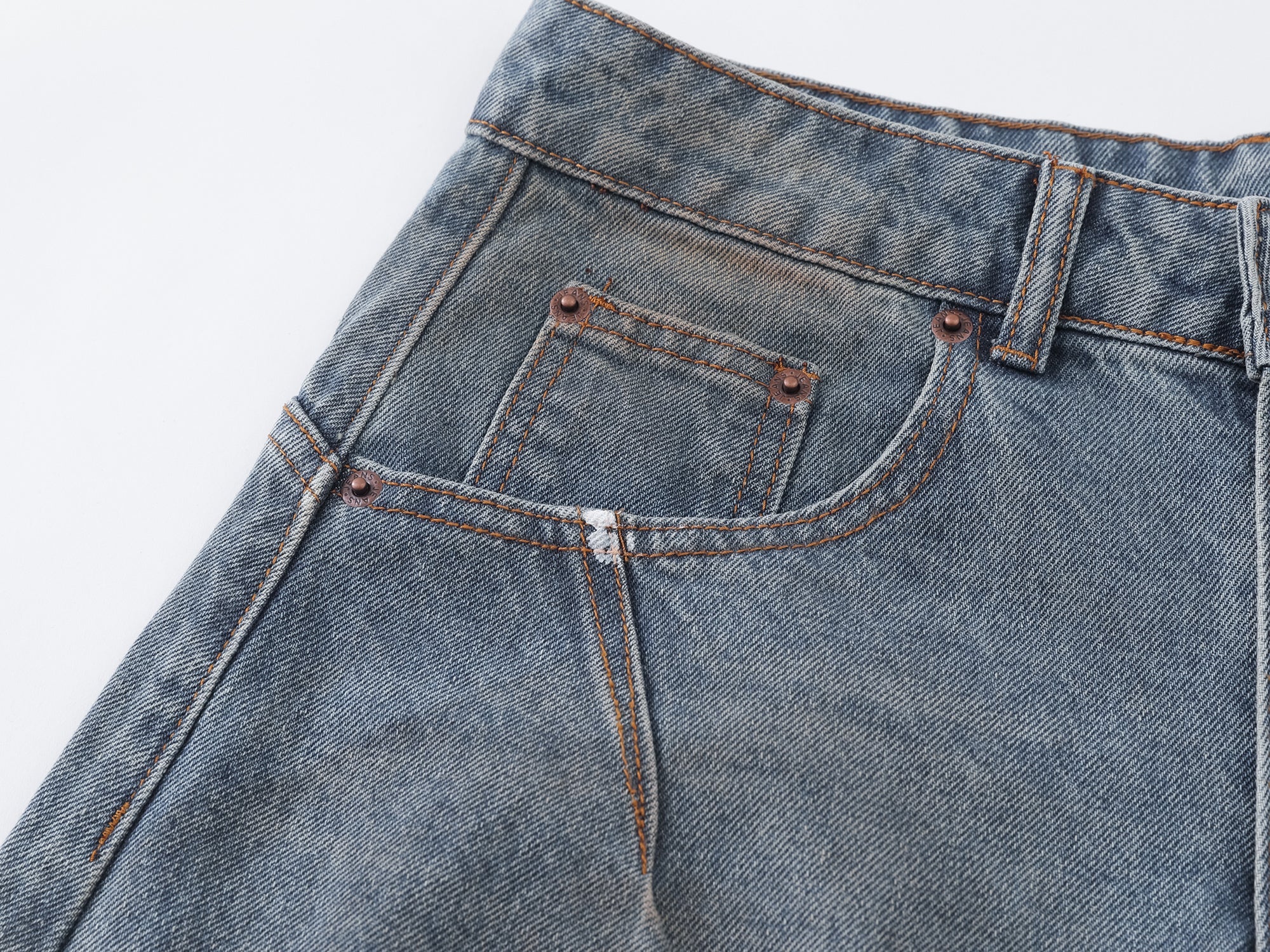 Omirad Vintage Washed Distressed Wide-Leg Jeans