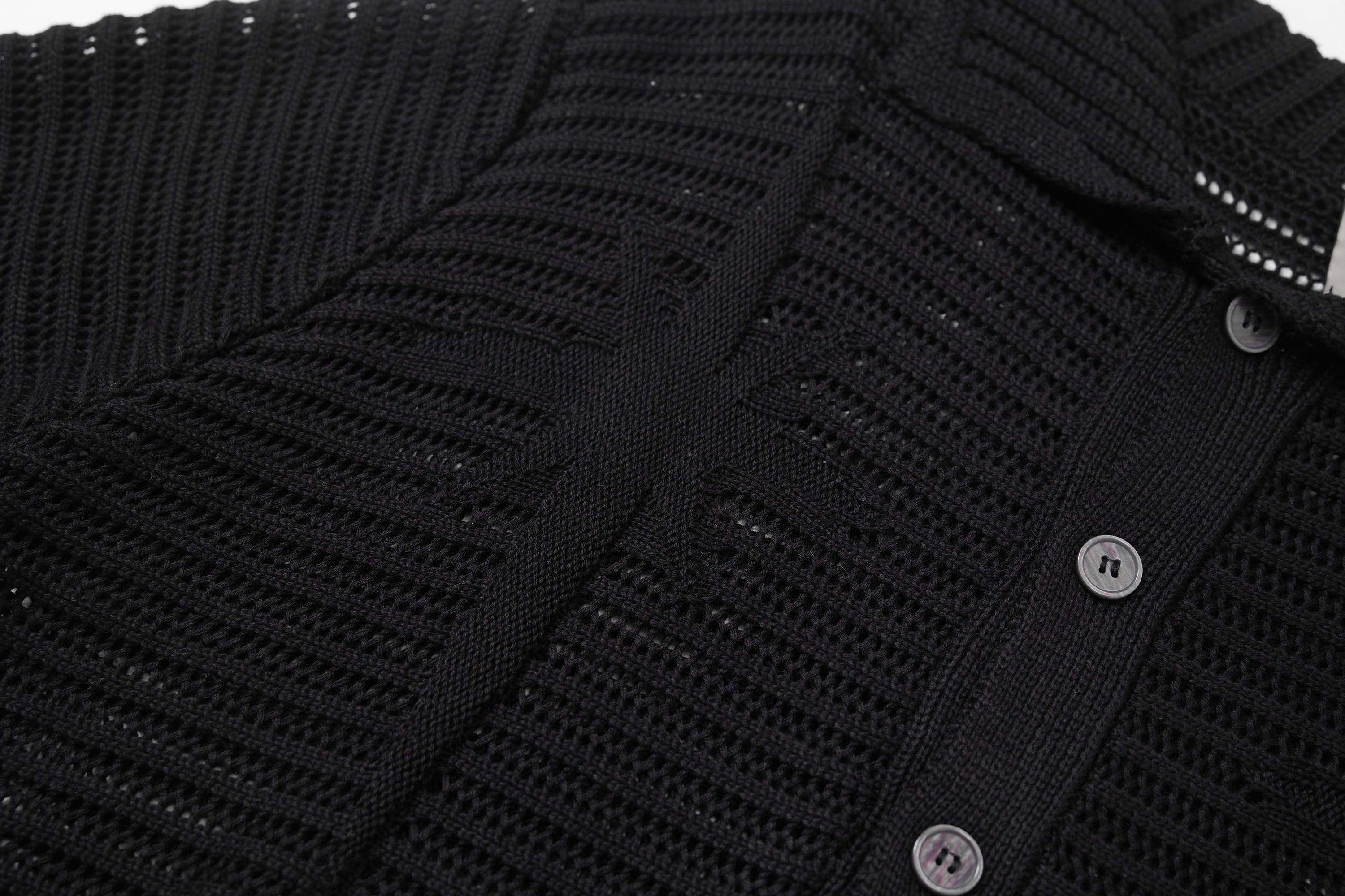 Omirad Open-Knit Star Shirt | Short-Sleeve Button-Up