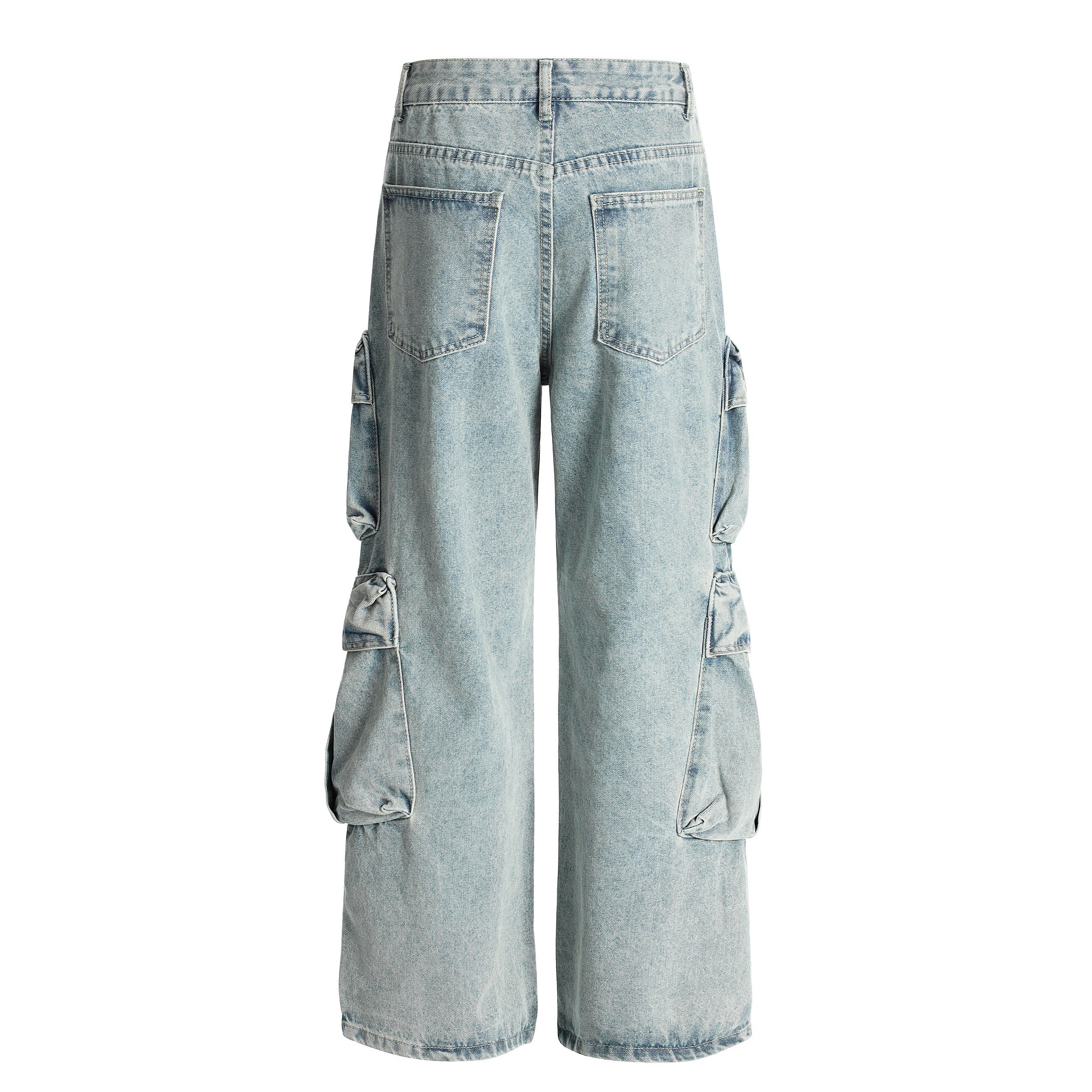 Multi-Layer Cargo Denim Pants | Wide-Leg Streetwear Jeans