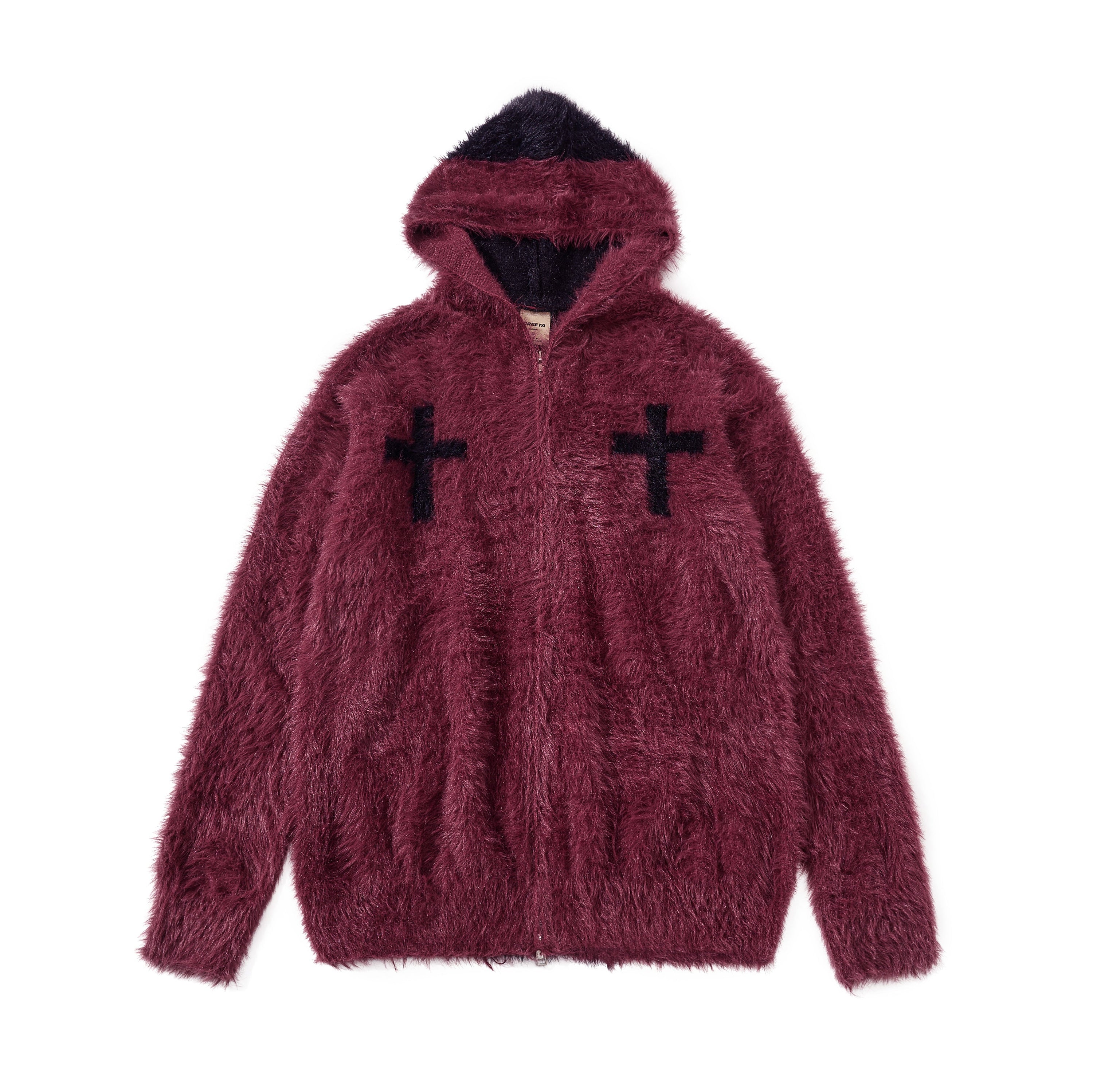 Omirad Cross Fleece Zip Hoodie | Gothic Streetwear Jacket