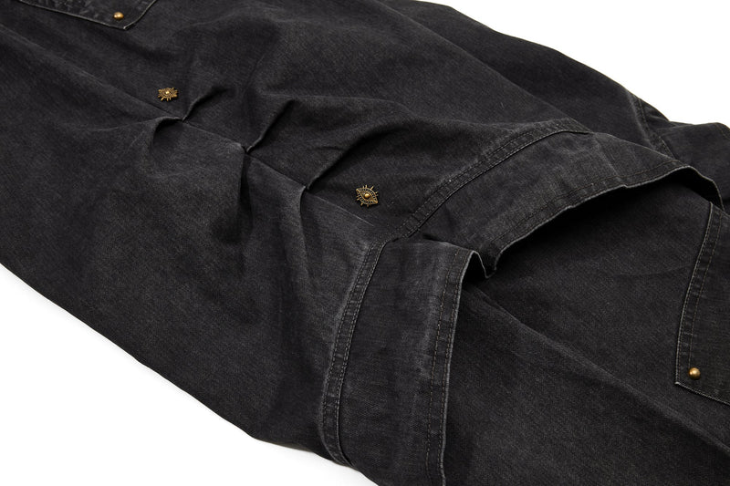 Multi-Zip Panel Cargo Denim Pants | Wide-Leg Streetwear
