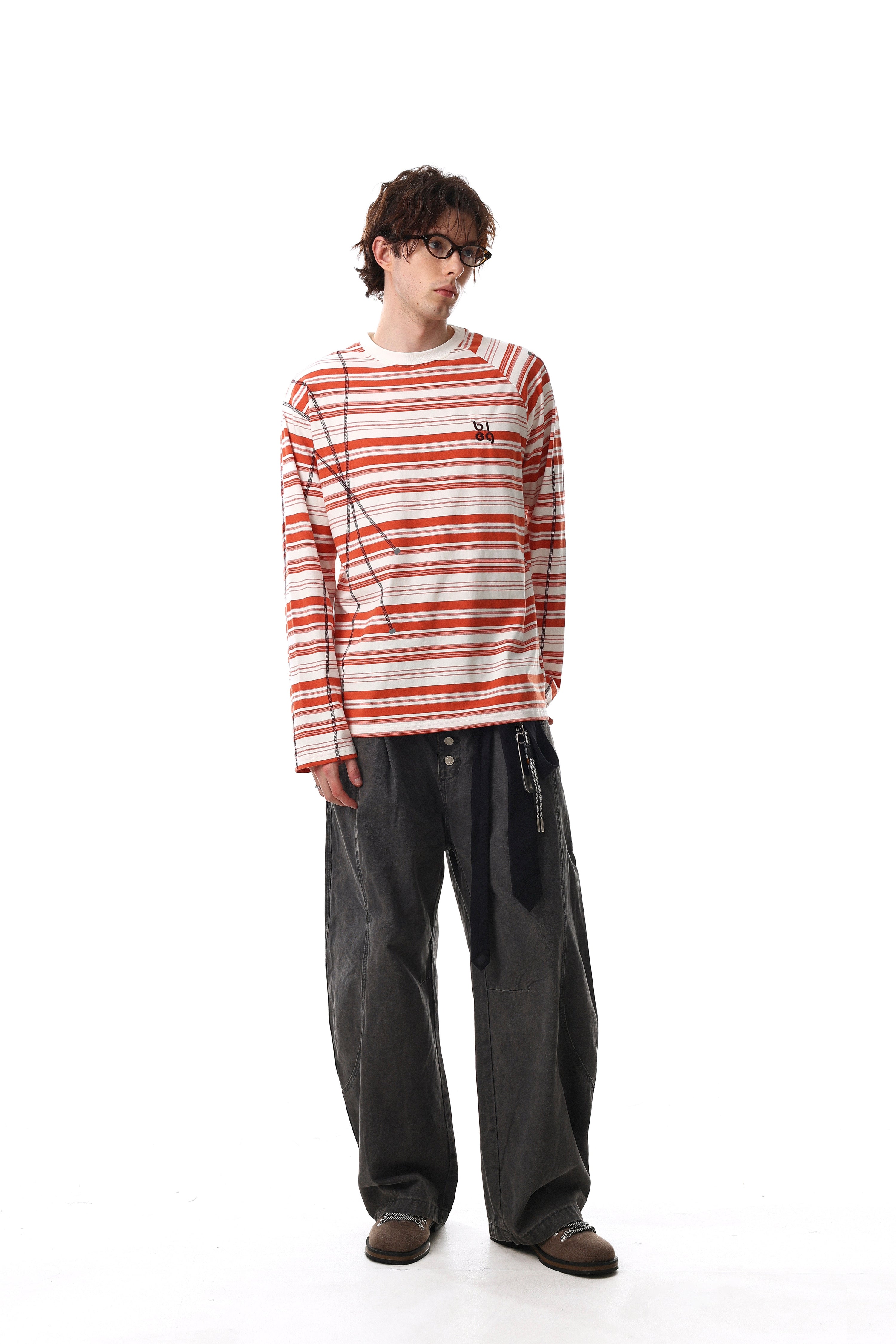 Omirad Striped Long Sleeve Crewneck Tee | 100% Cotton