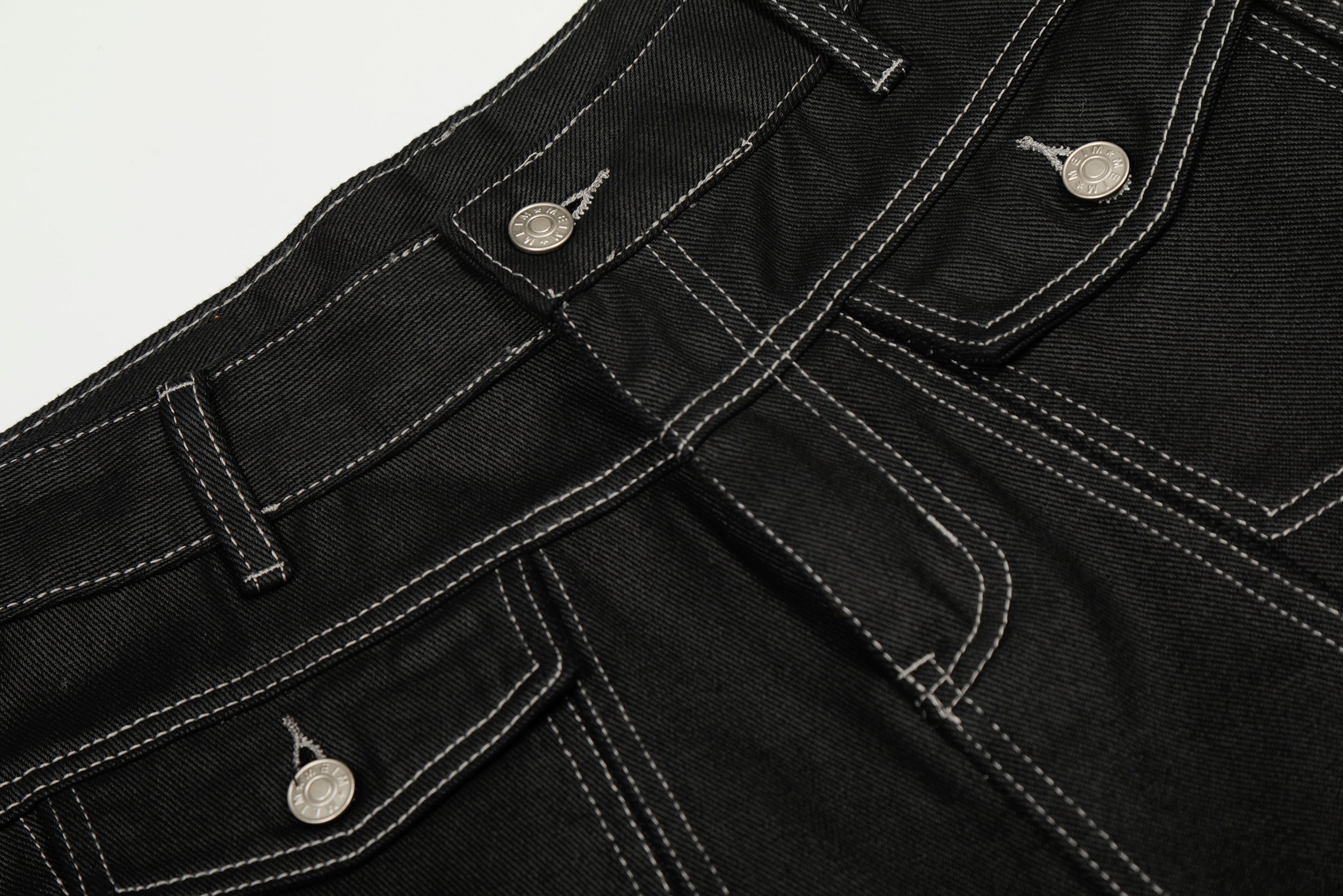 Omirad Contrast Stitch Wide Barrel-Leg Denim Pants