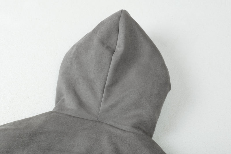 Faux-Fur Lined Suede Hoodie Bomber Jacket | Omirad
