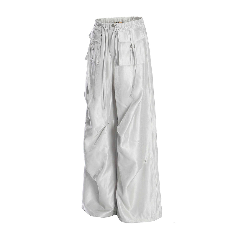 Omirad Glossy Utility Cargo Pants | Wide Leg Barrel Fit