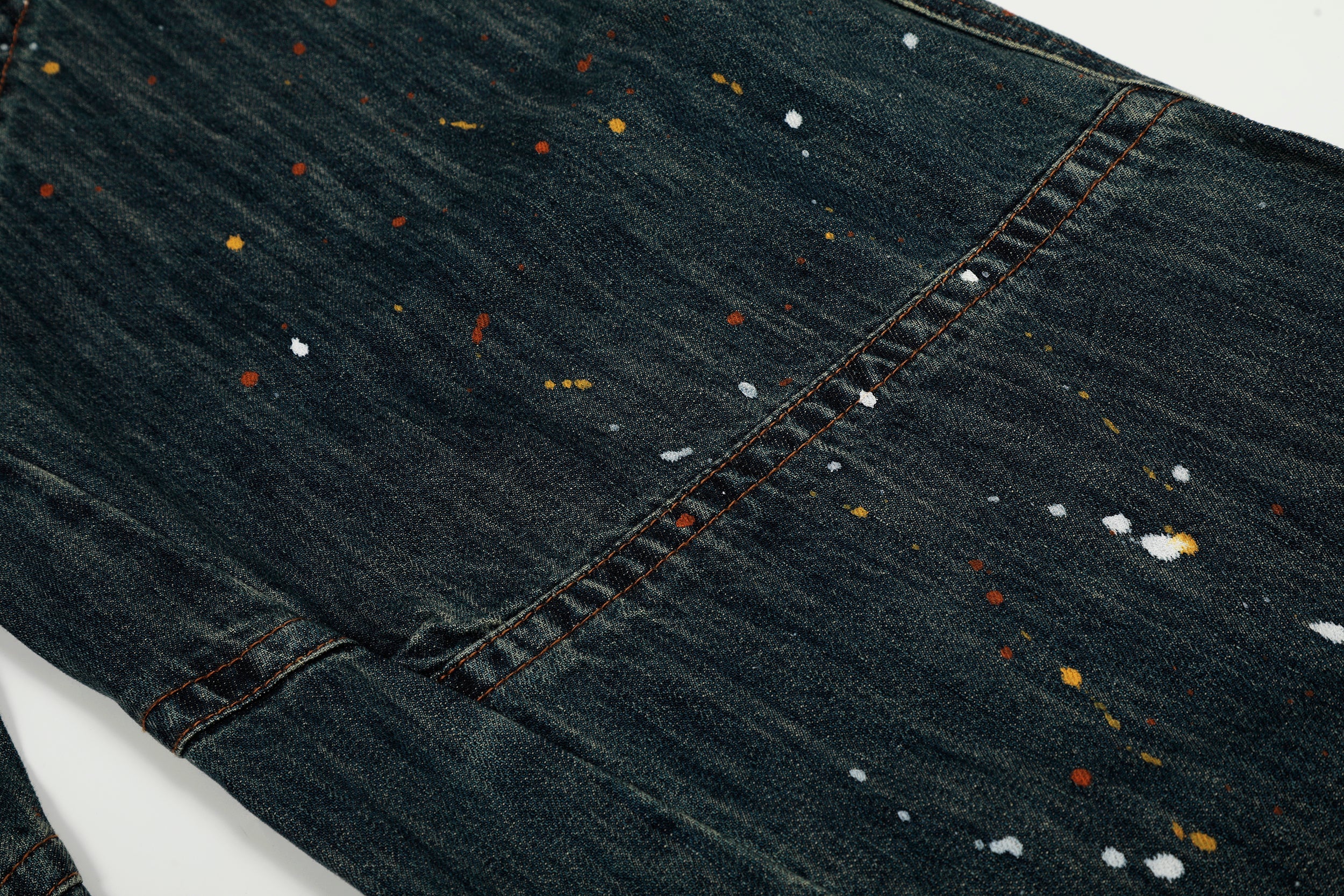 Paint-Splatter Patchwork Wide-Leg Jeans | Streetwear Denim