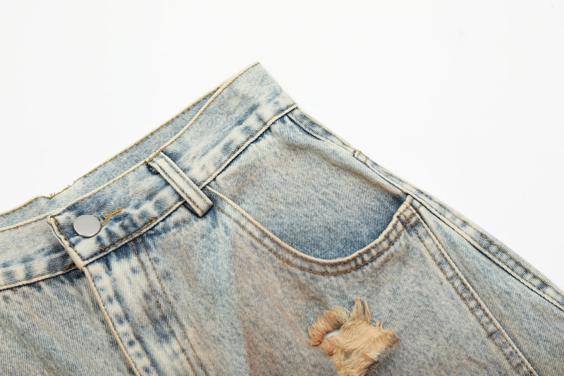 Rust Wash Distressed Barrel Jeans | Wide Leg Vintage Denim