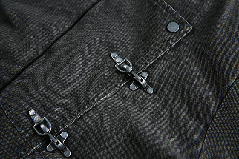 Metal Clasp Utility Jacket | Military-Inspired Cotton Jacket