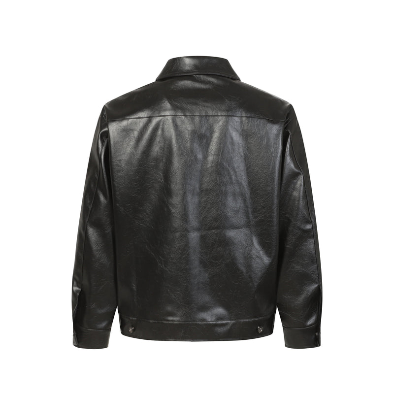 Omirad Spider-Web Embossed Faux Leather Jacket