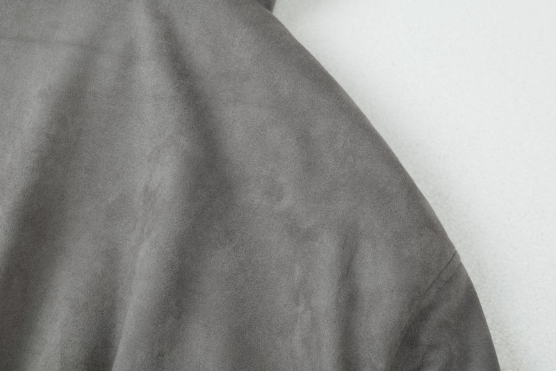 Faux-Fur Lined Suede Hoodie Bomber Jacket | Omirad
