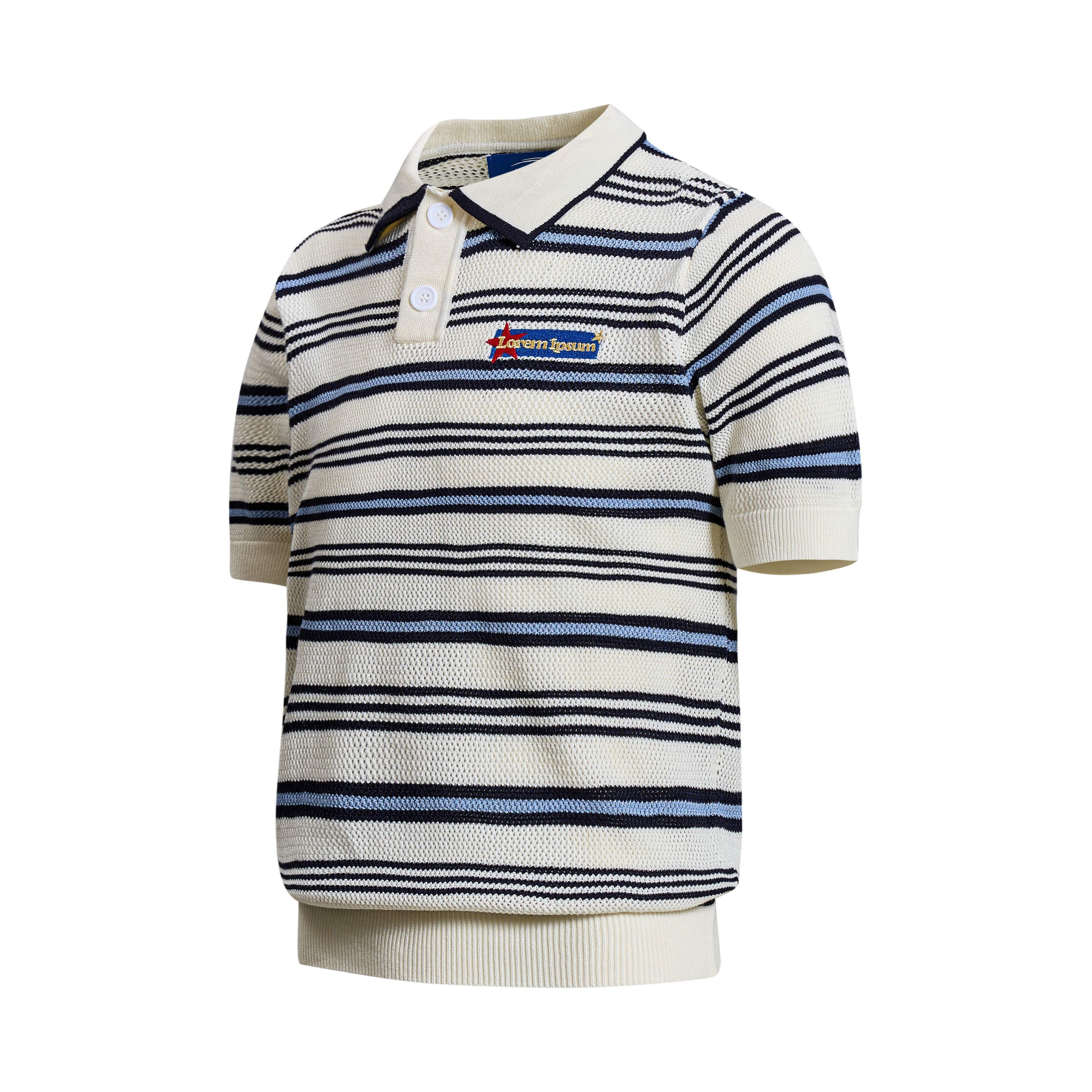 Omirad Retro Stripe Knit Polo | Vintage Collegiate Cotton Polo