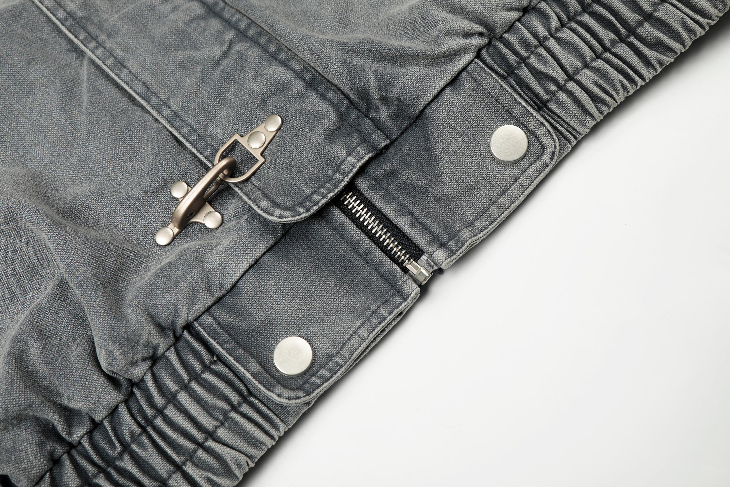 Omirad Washed Utility Bomber Jacket | Grey Denim Streetwear