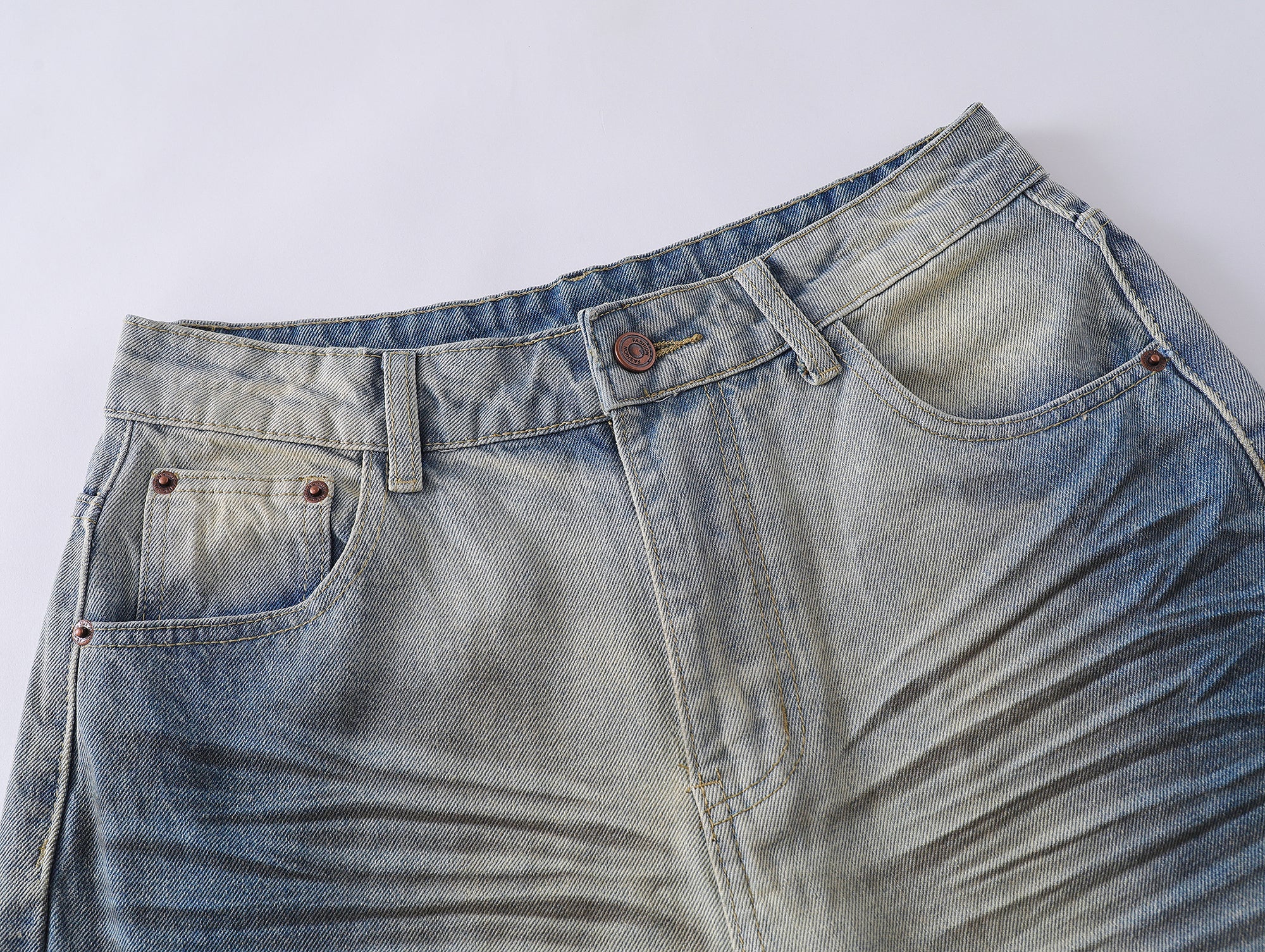 Omirad Light Fade Whisker Wide-Leg Denim Pants