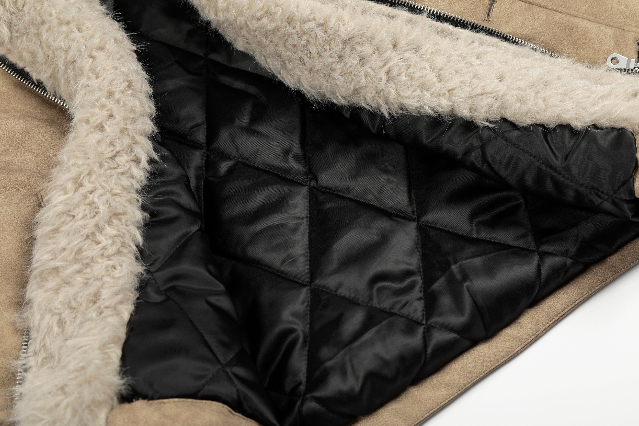Faux Shearling Collar PU Jacket | Vintage Workwear Style