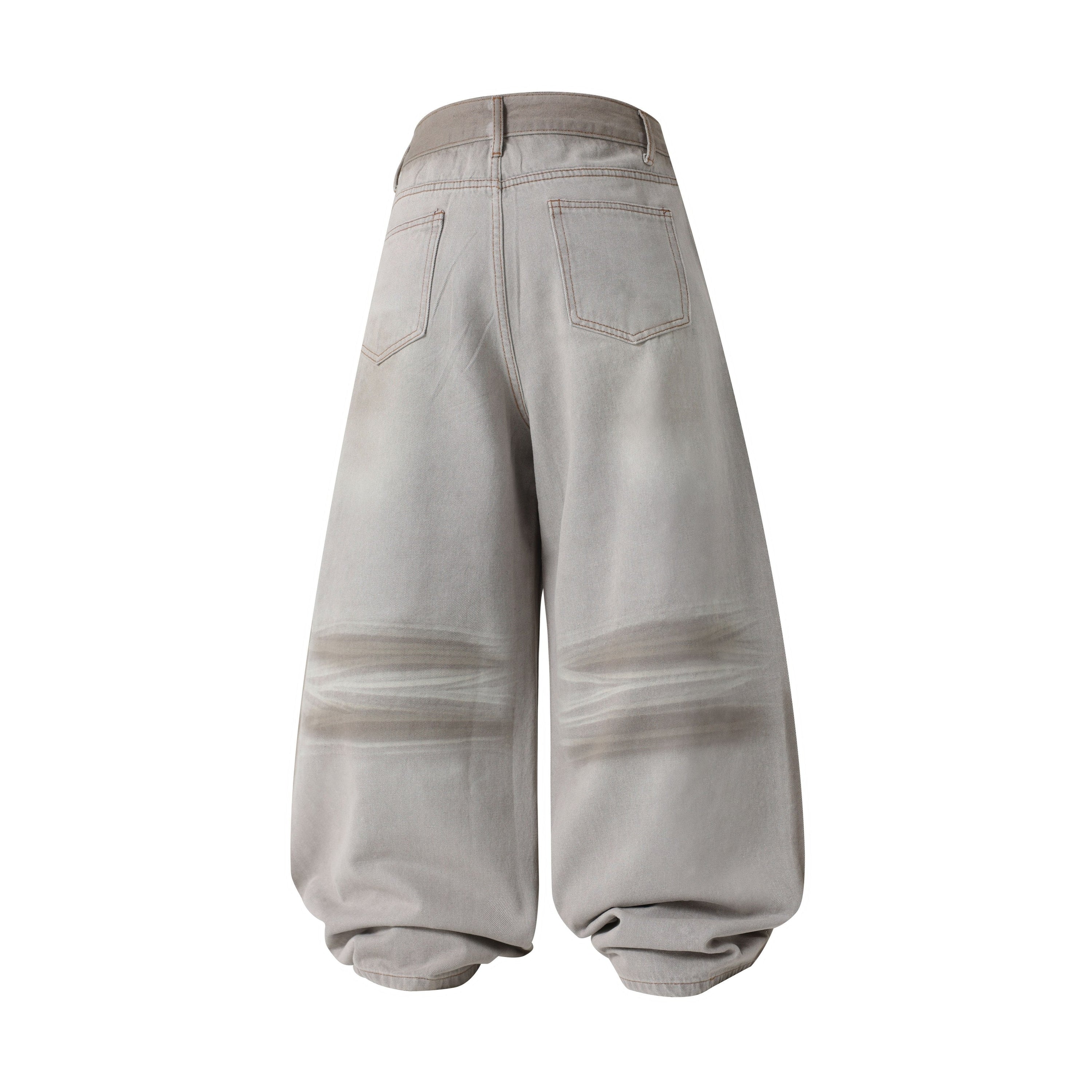 Washed Balloon Fit Denim Pants with Rhinestone Detail