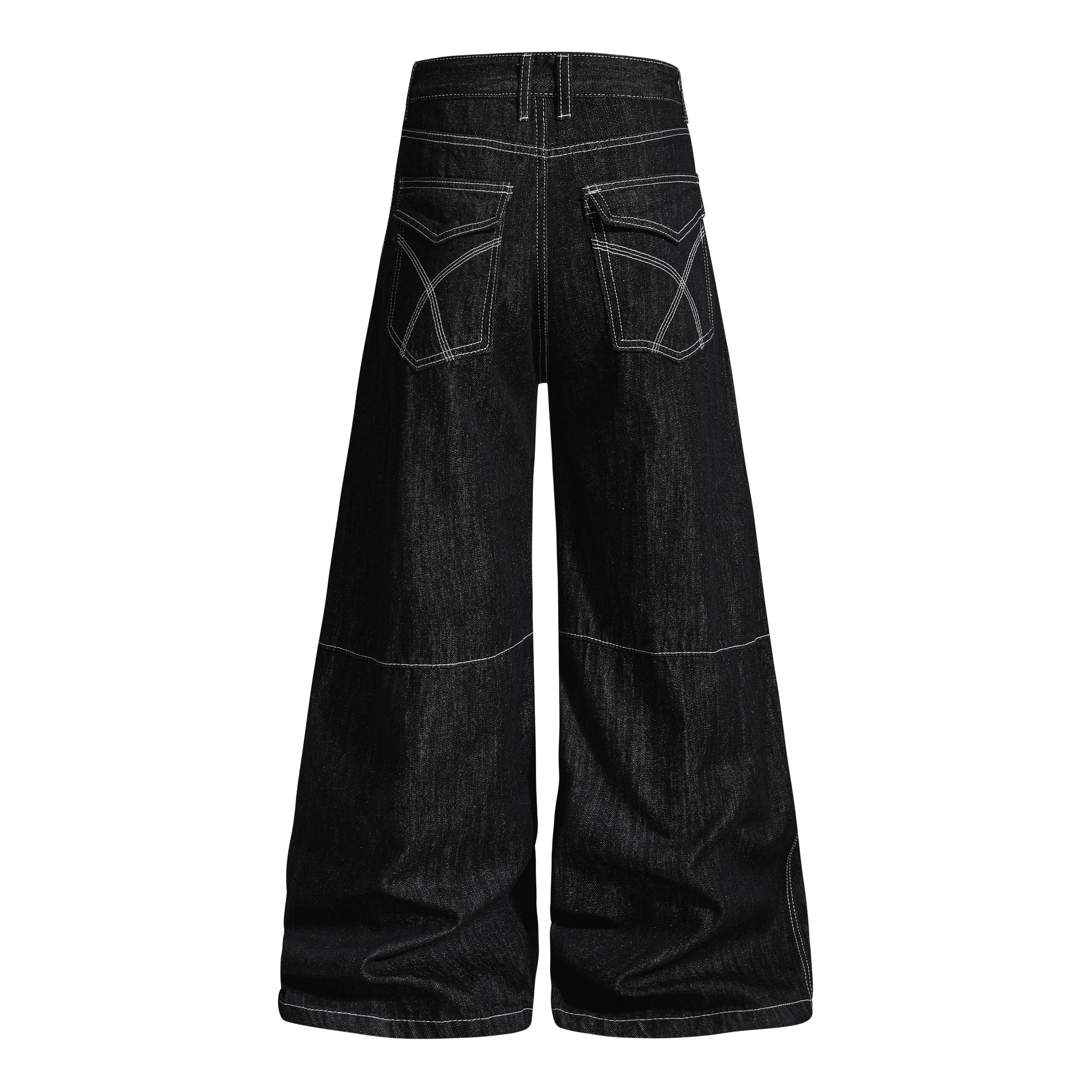 Studded Strap Wide-Leg Denim Pants | Punk Streetwear Jeans