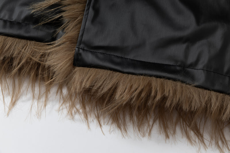 Omirad Faux-Leather Fur Trim Cropped Bomber Jacket