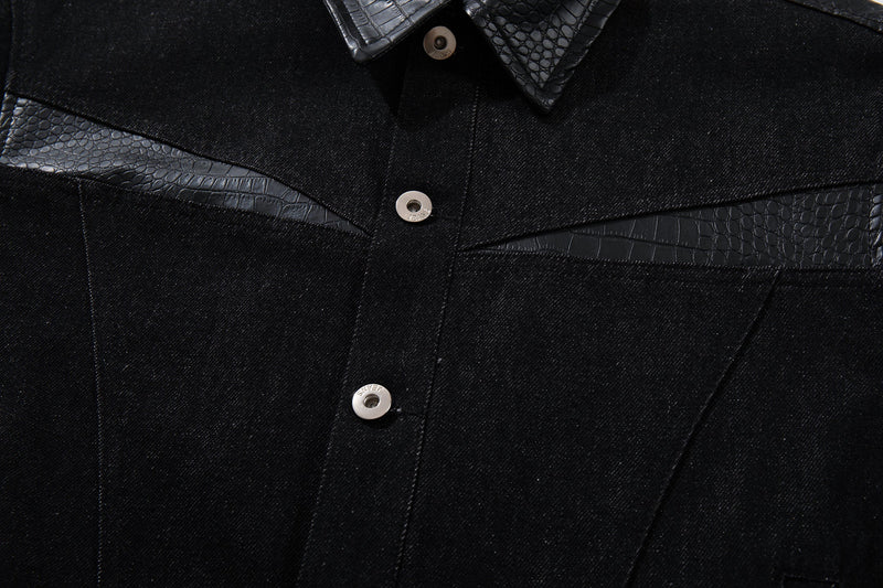 Omirad Black Denim Panel Jacket | Structured Cropped Fit